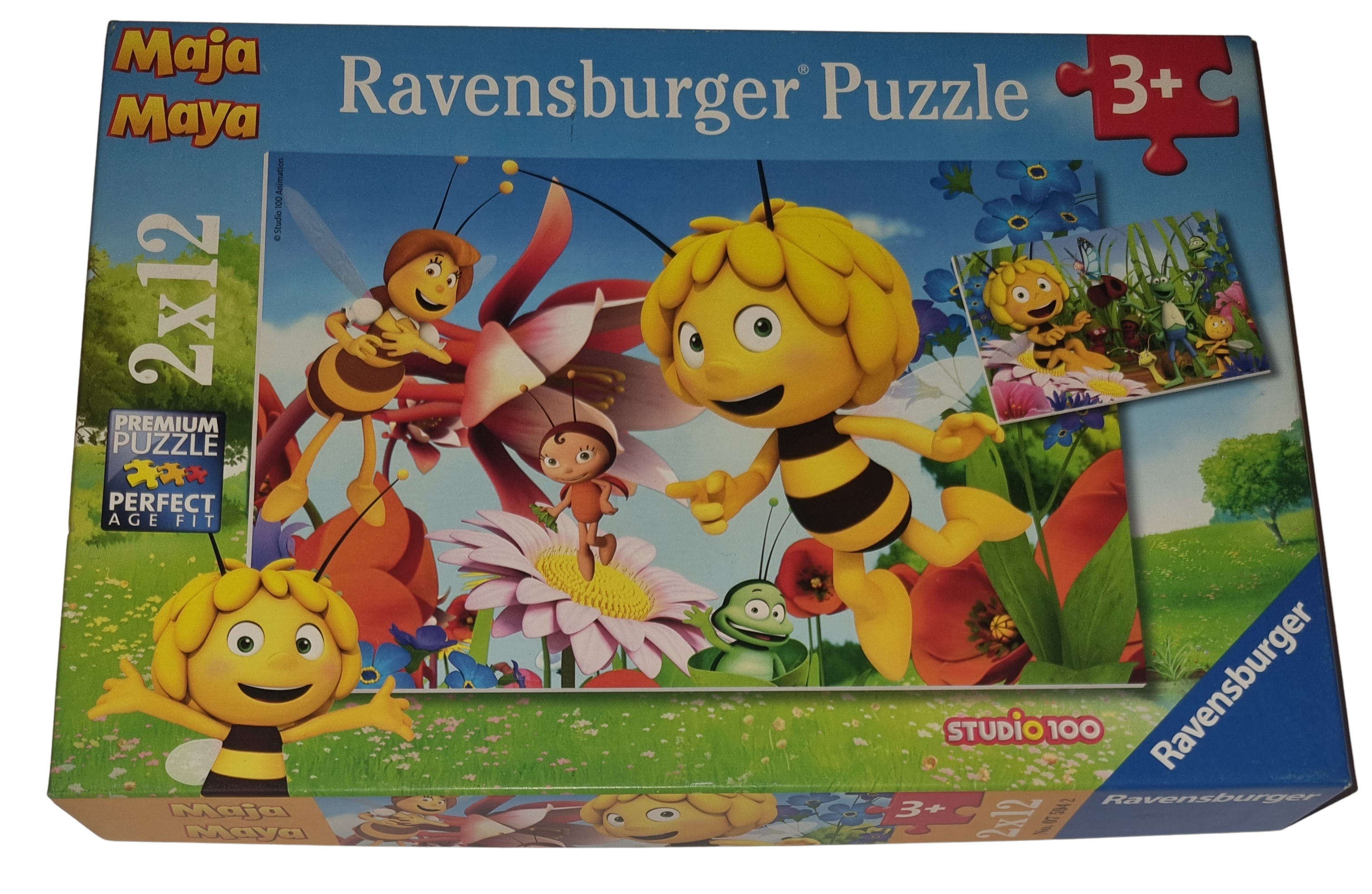 Ravensburger Premium Puzzle 2 x 12 Teile 075942 Biene Maja auf der Blumenwiese