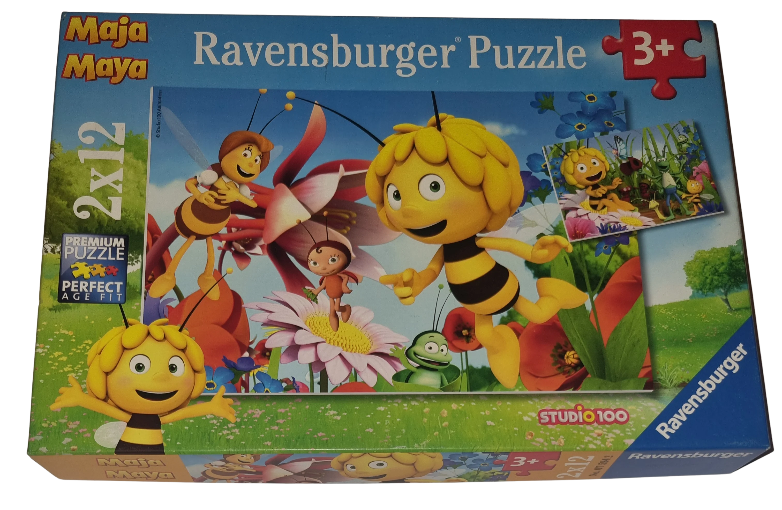 Ravensburger Premium Puzzle 2 x 12 Teile 075942 Biene Maja auf der Blumenwiese