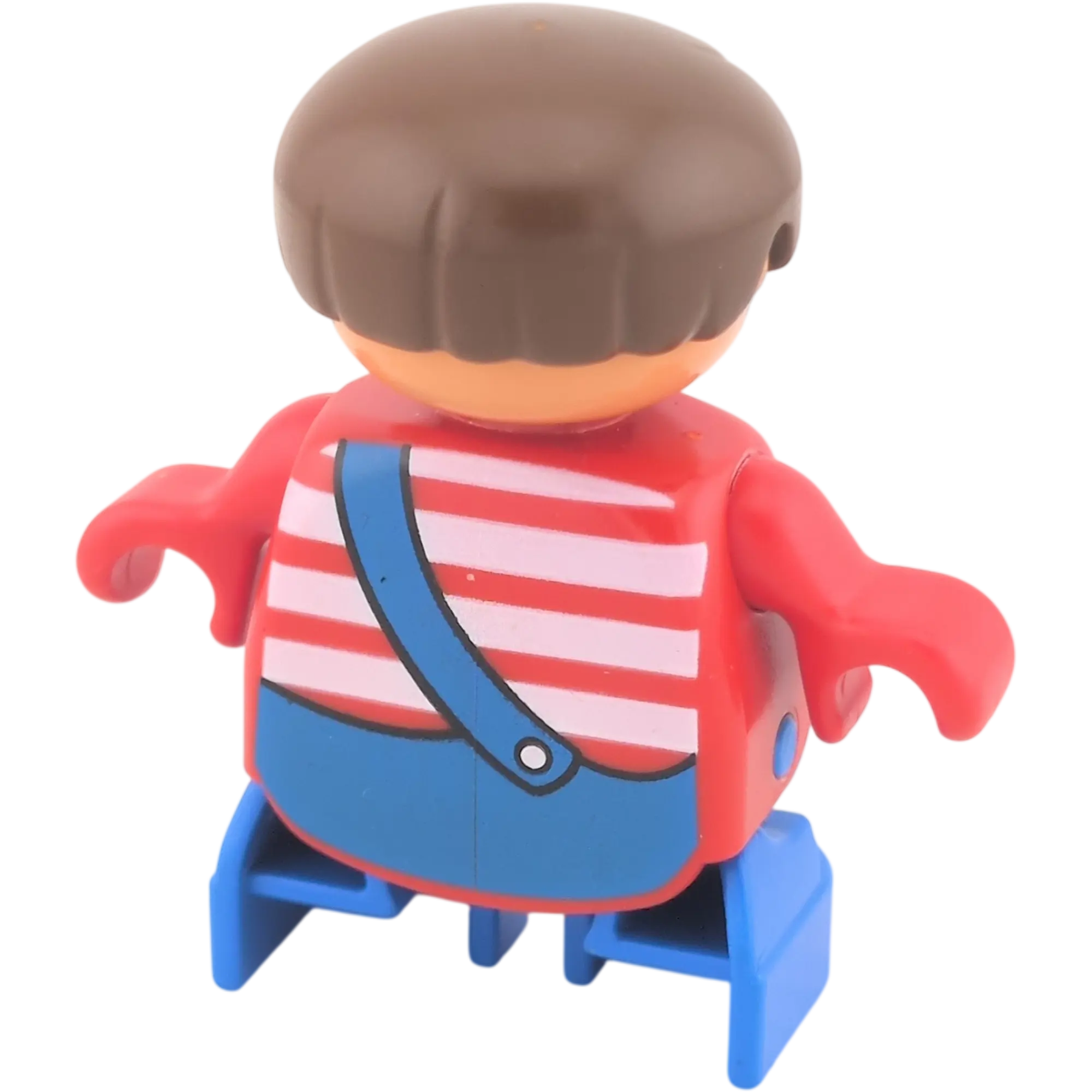 Lego Duplo Junge braune Haare, mit Latzhhose Shirt Rot Weiß Sommersprossen