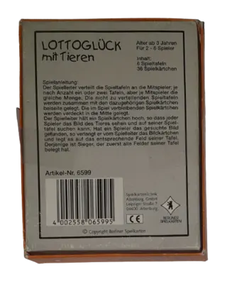 Berliner Spielkarten Lottoglück mit Tieren