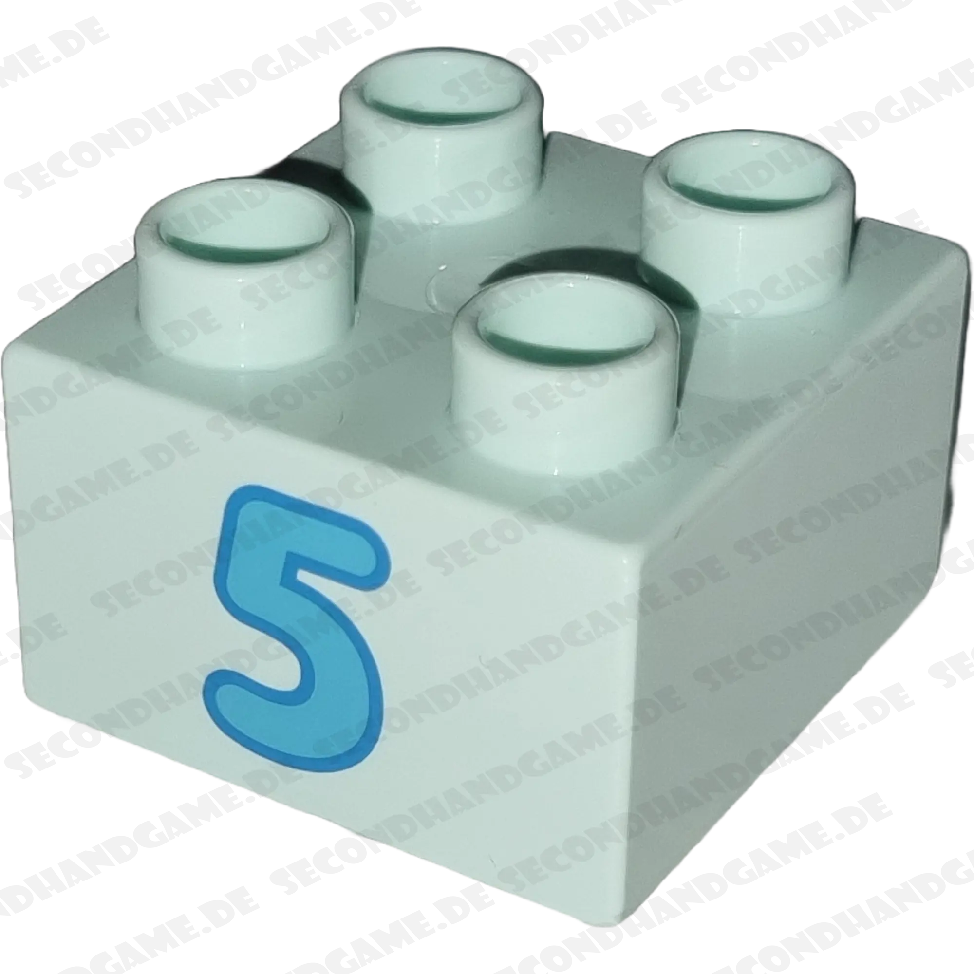 Lego Duplo 2x2 Stein Mint Zahl Fünf Azur 3437