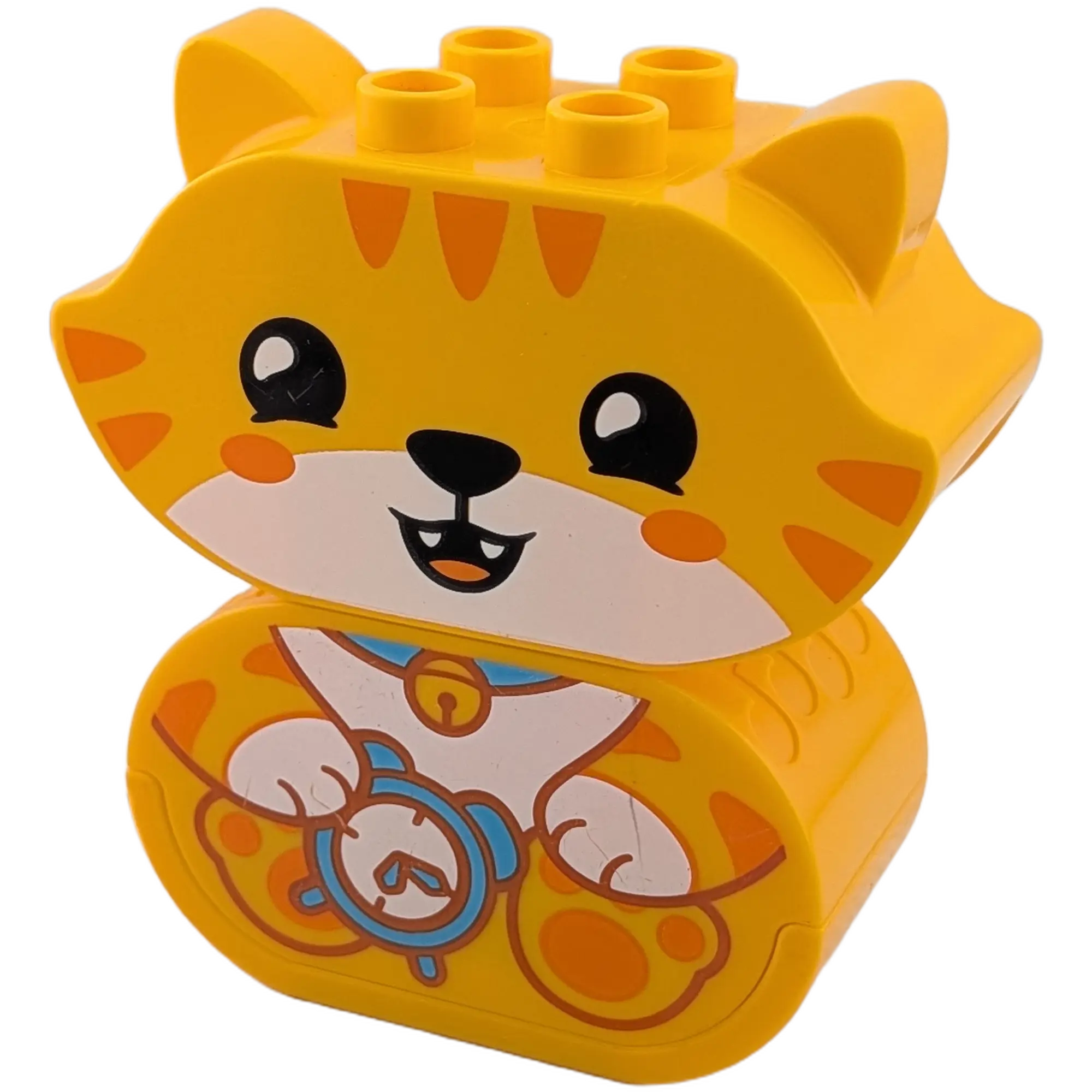 Lego Duplo Katze Gelborange 2teilig mit Wecker und Glöckchen macht Geräusche
