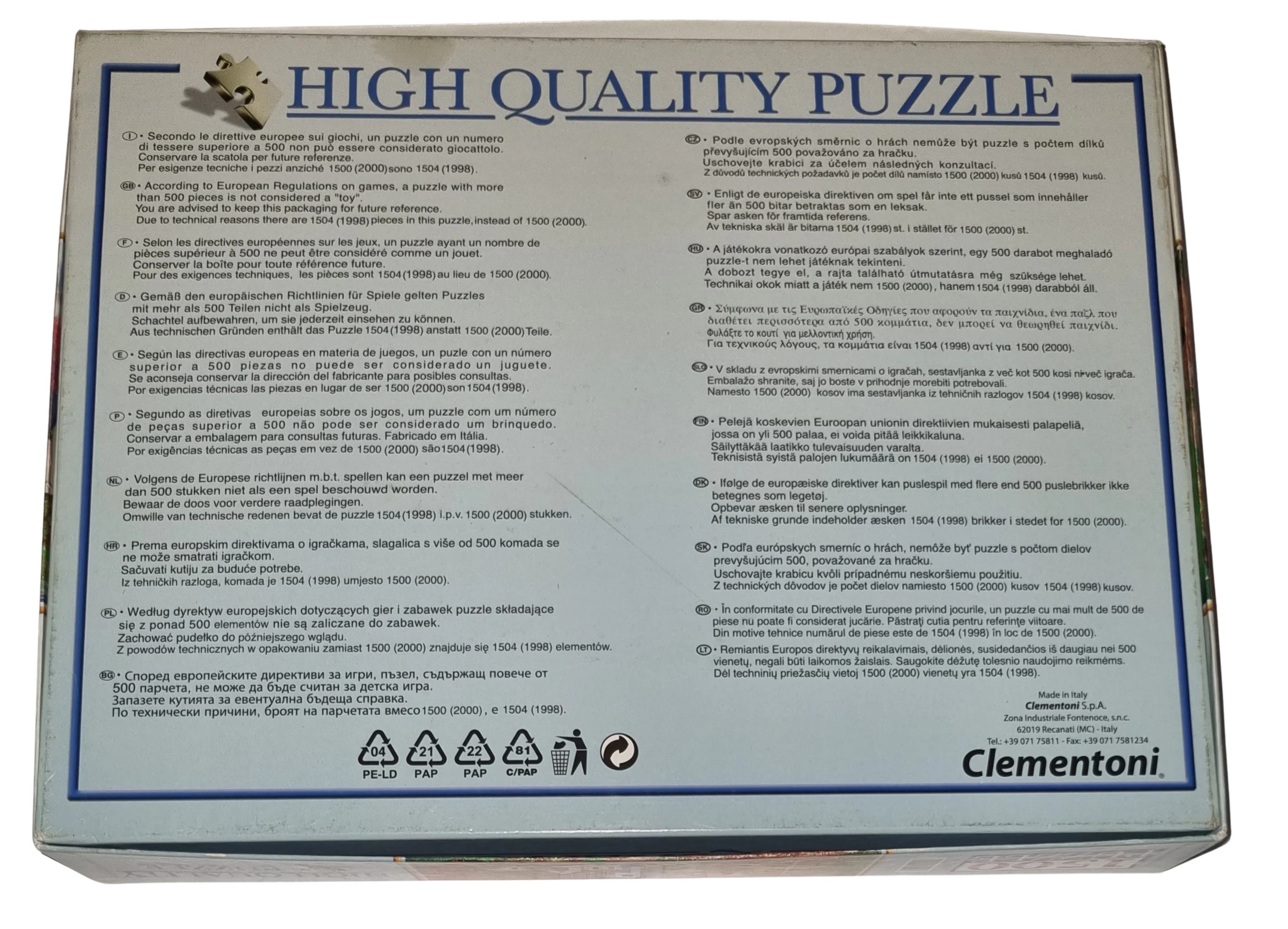 Clementoni High Quality Puzzle 1500 Teile 98861 Colorful Autumn