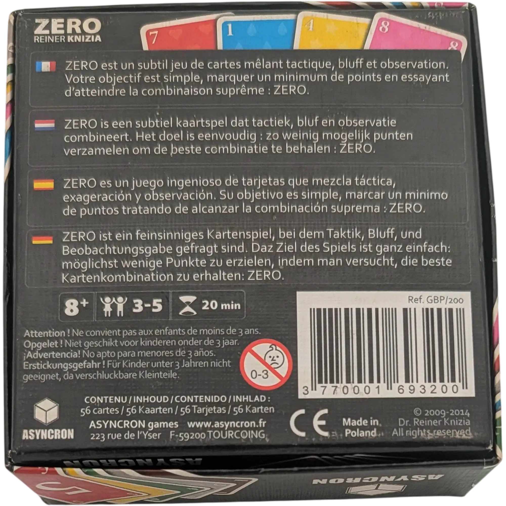 Asyncron Zero Reiner Knizia Kartenspiel, Ansicht 2