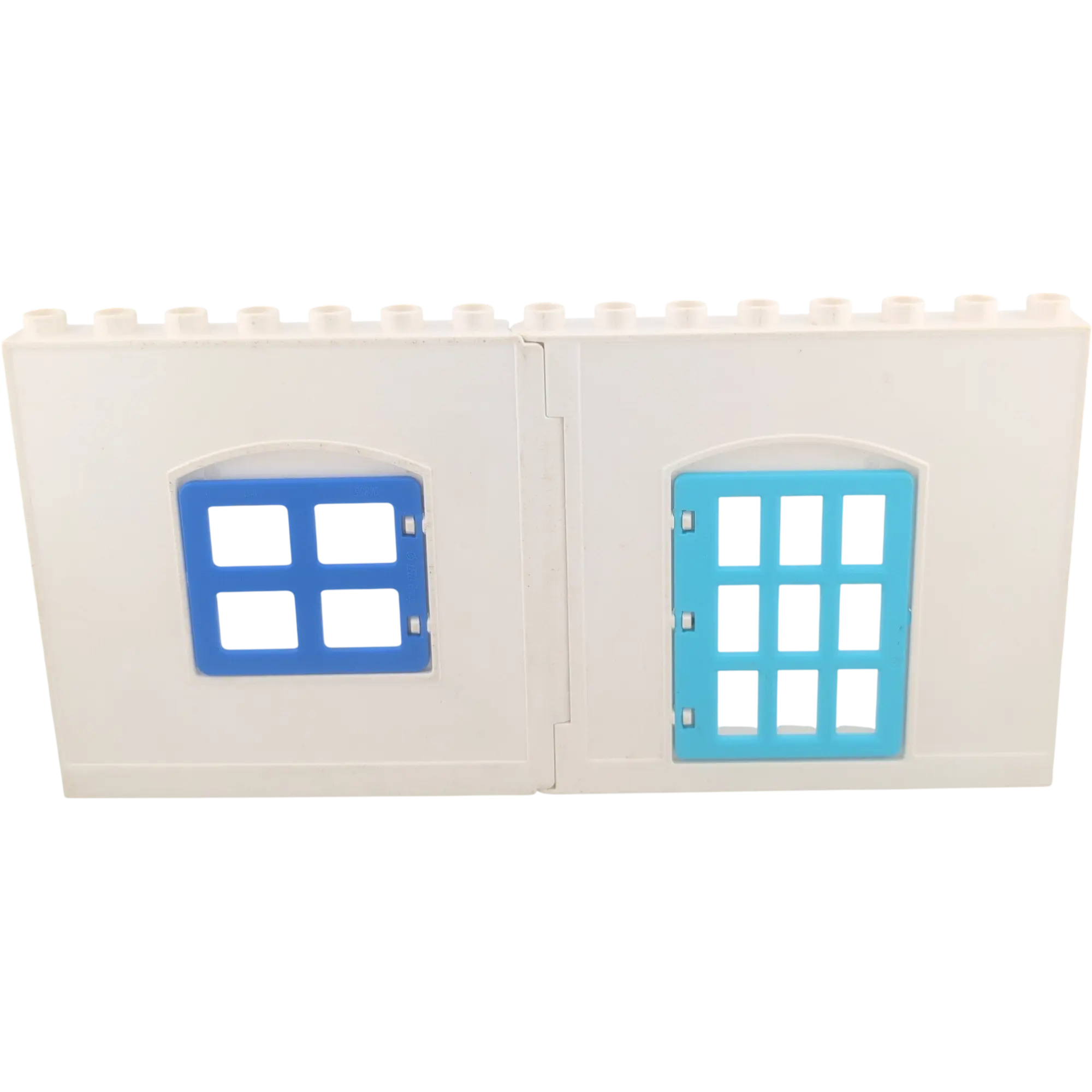Lego Duplo Hauswand Weiß Polizeistation Polizeirevier Blaue Fenster und azurfarbene Gefängnistür