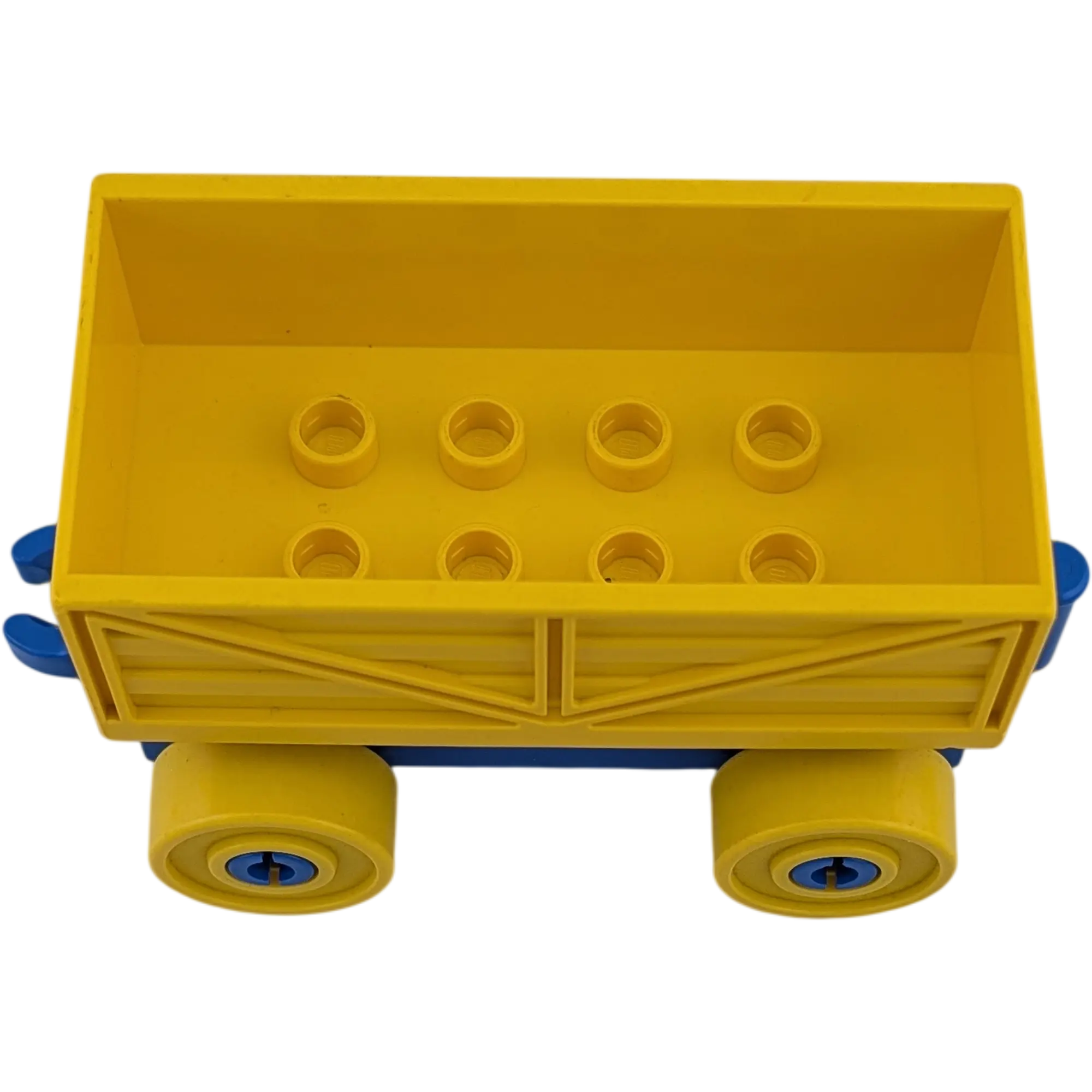 Lego Duplo Eisenbahn Güteranhänger Gelb mit blauen Rädern