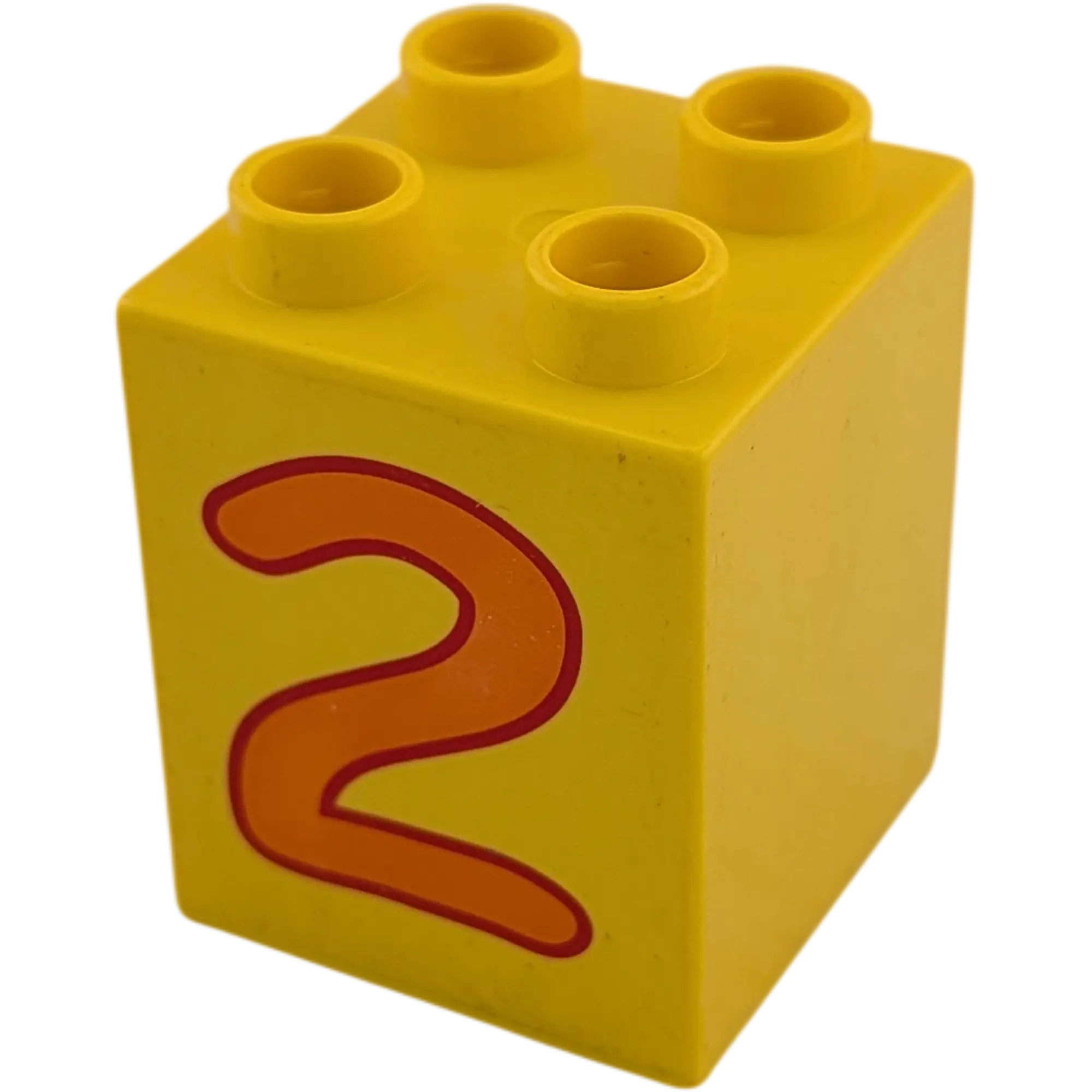 Lego Duplo 2x2x2 Doppelstein Gelb mit Zahl Zwei Orange
