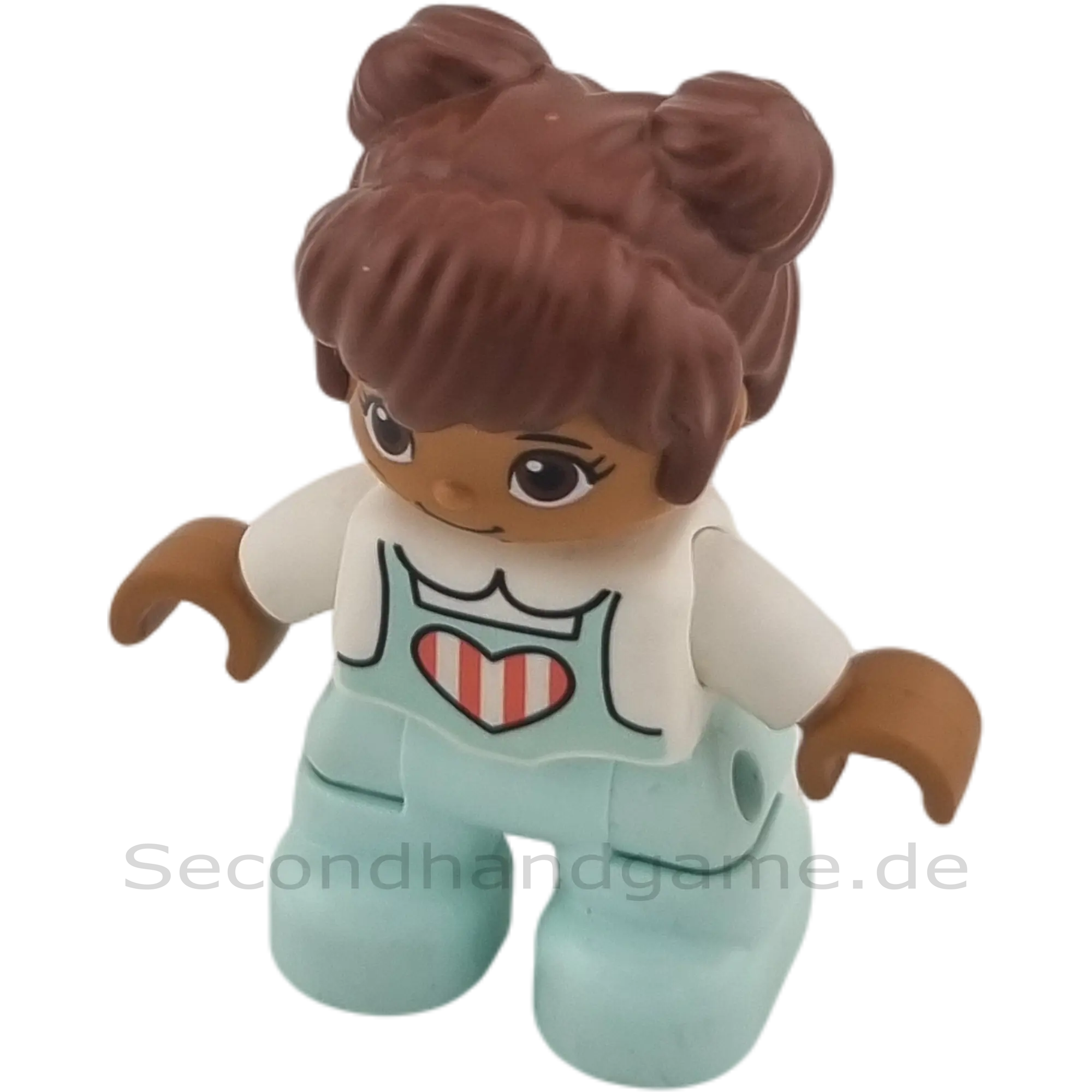 Lego Duplo Kind Mädchen mit braunen Zöpfen Türkise Hose mit Herz
