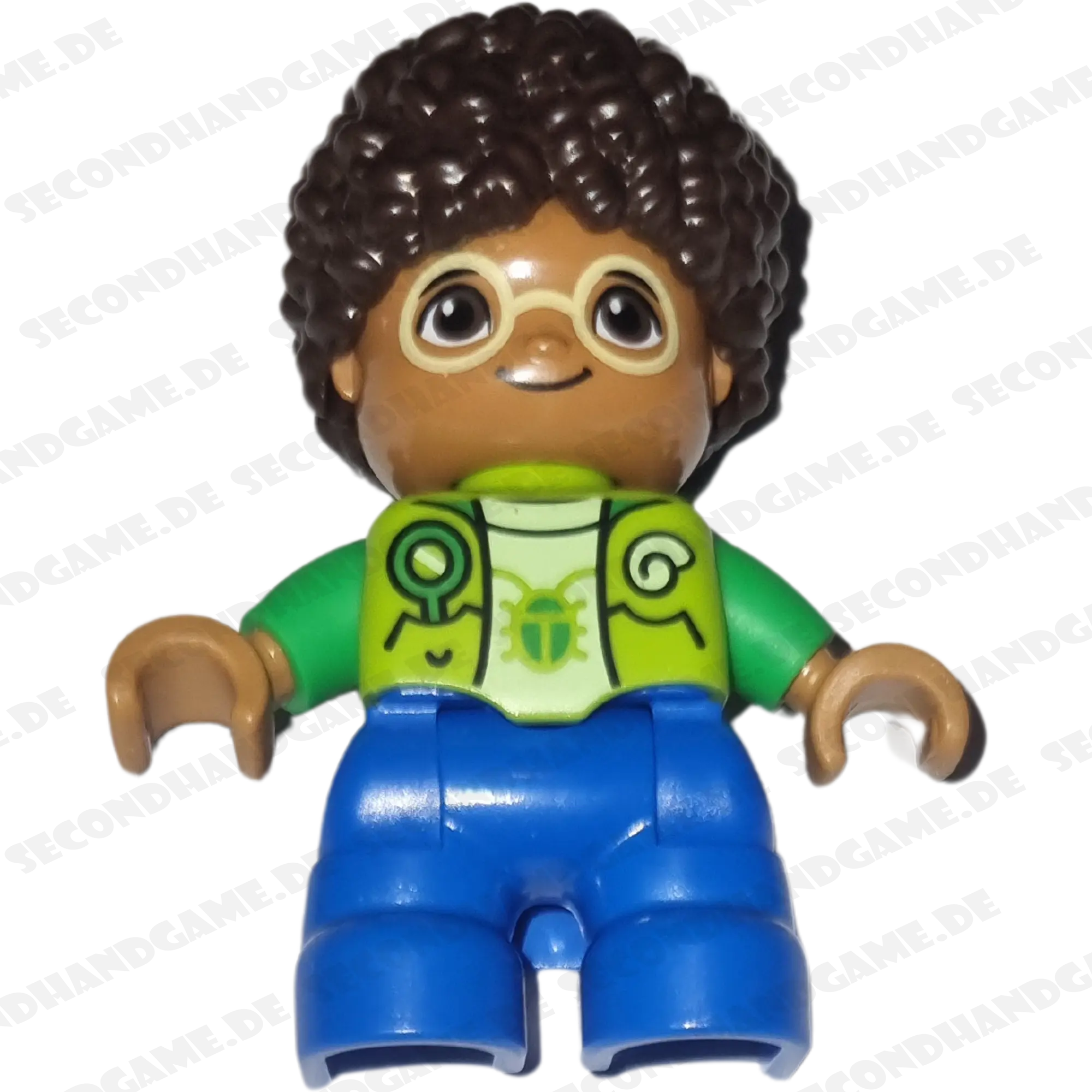 Lego Duplo Figur Kind 109H3 Junge Afrikaner mit Brille Grüne Jacke Blaue Hose