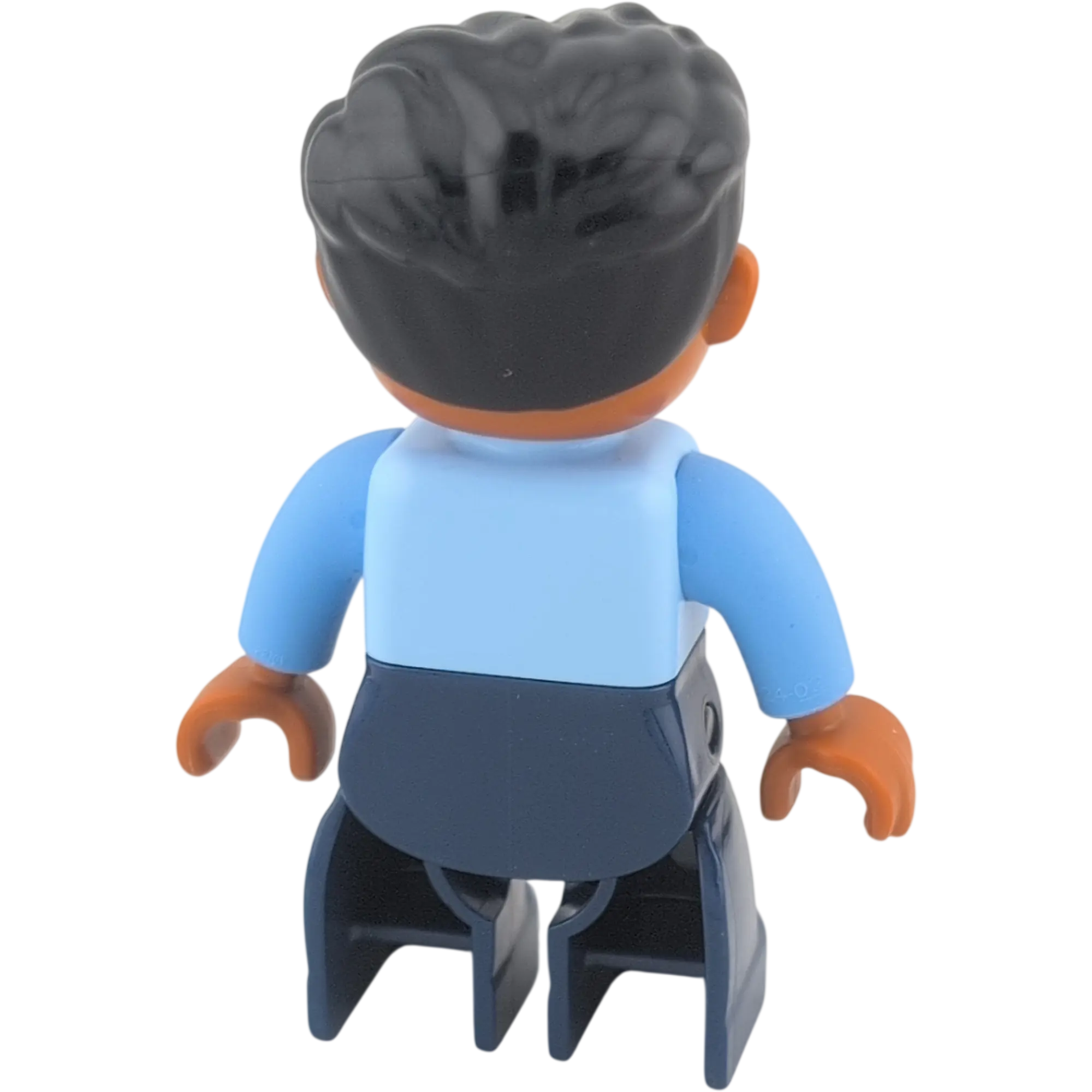 Lego Duplo 4555 Mann Oberteil hellblau rote Krawatte, gelber Kragen, Brille, schwarze Haare, West kariert