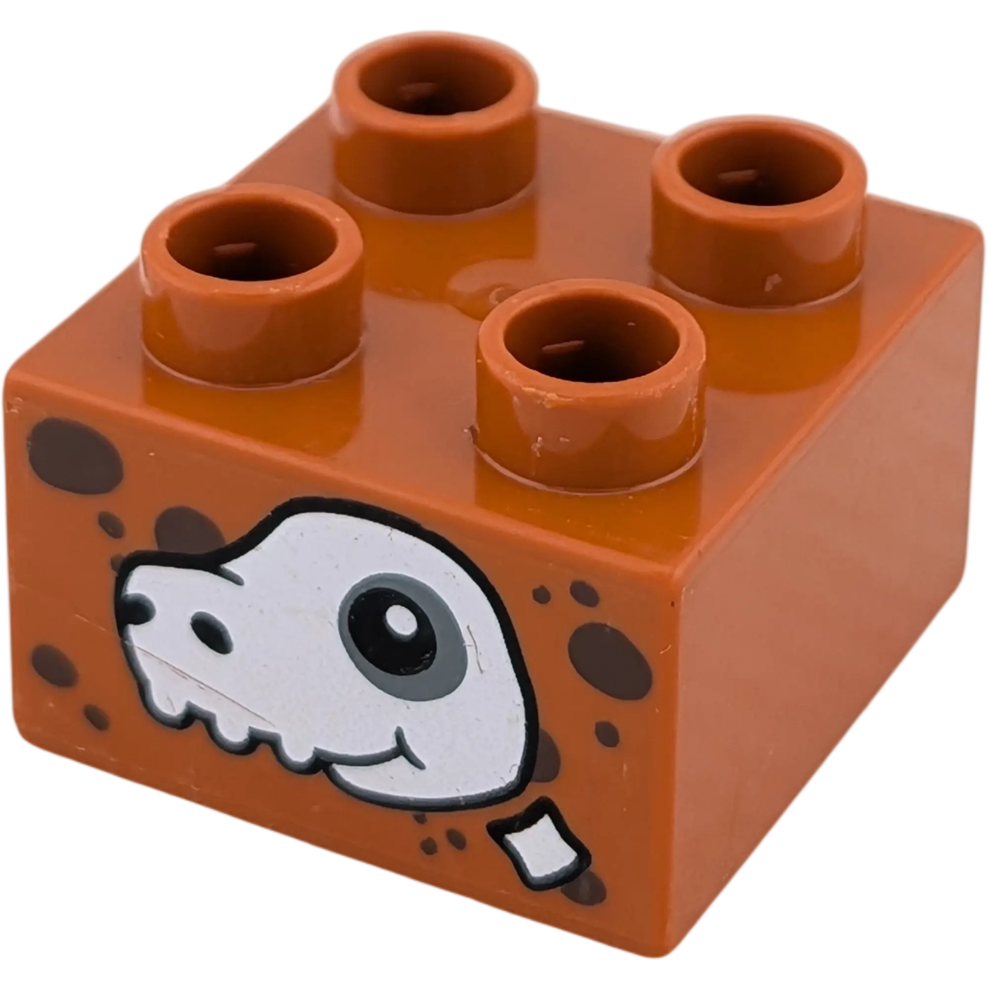 Lego Duplo 2x2 Stein Schokoladenbraun mit Dinosaurierkopf Hundekopf Skelett 3437