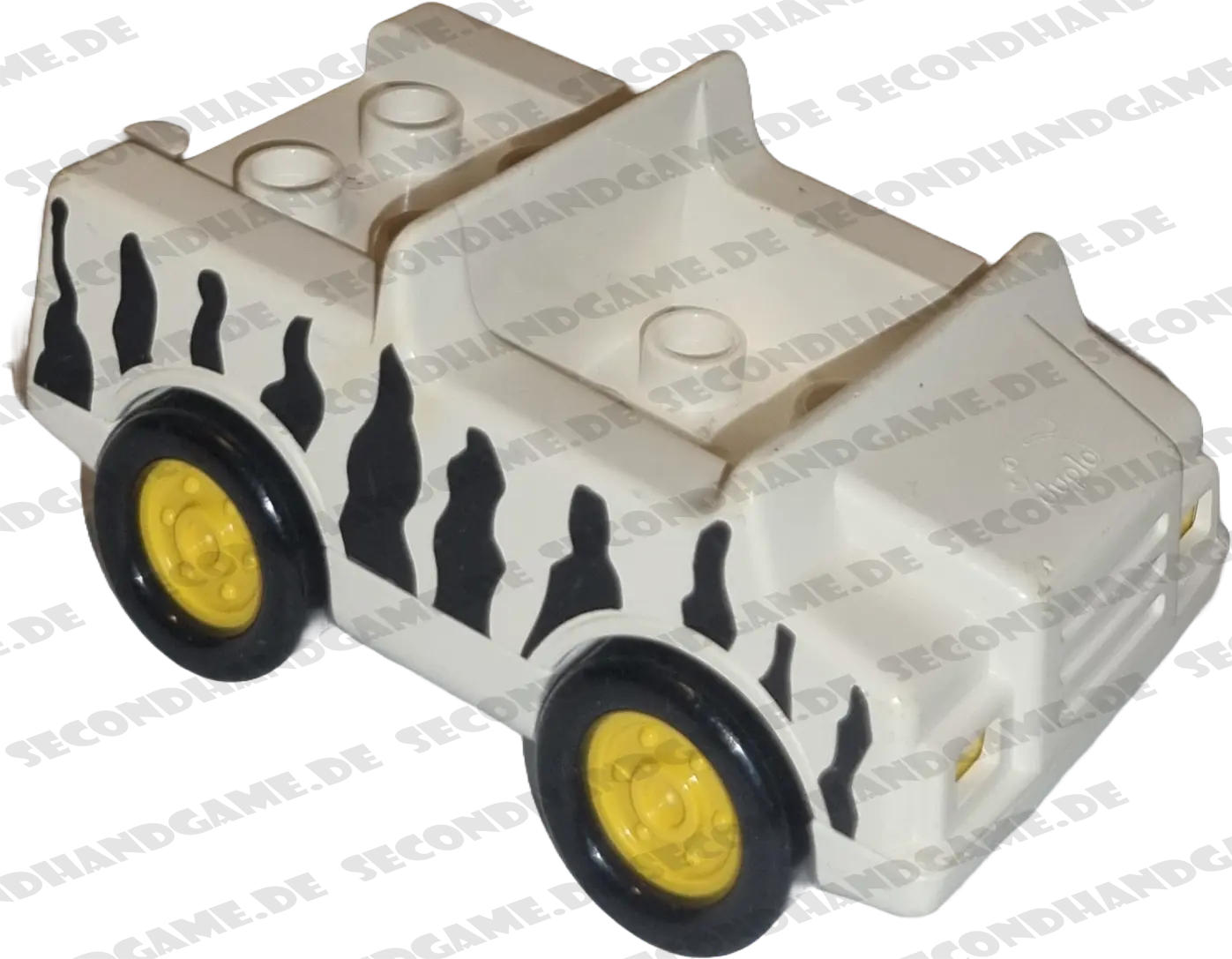 Lego Duplo Auto Tierpfleger mit Zebrastreifen Räder Schwarz Gelb B-Ware