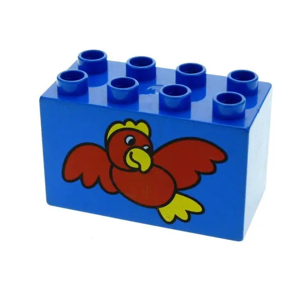 Lego Duplo 31111 Stein Blau mit rotem Vogel 2x4x2