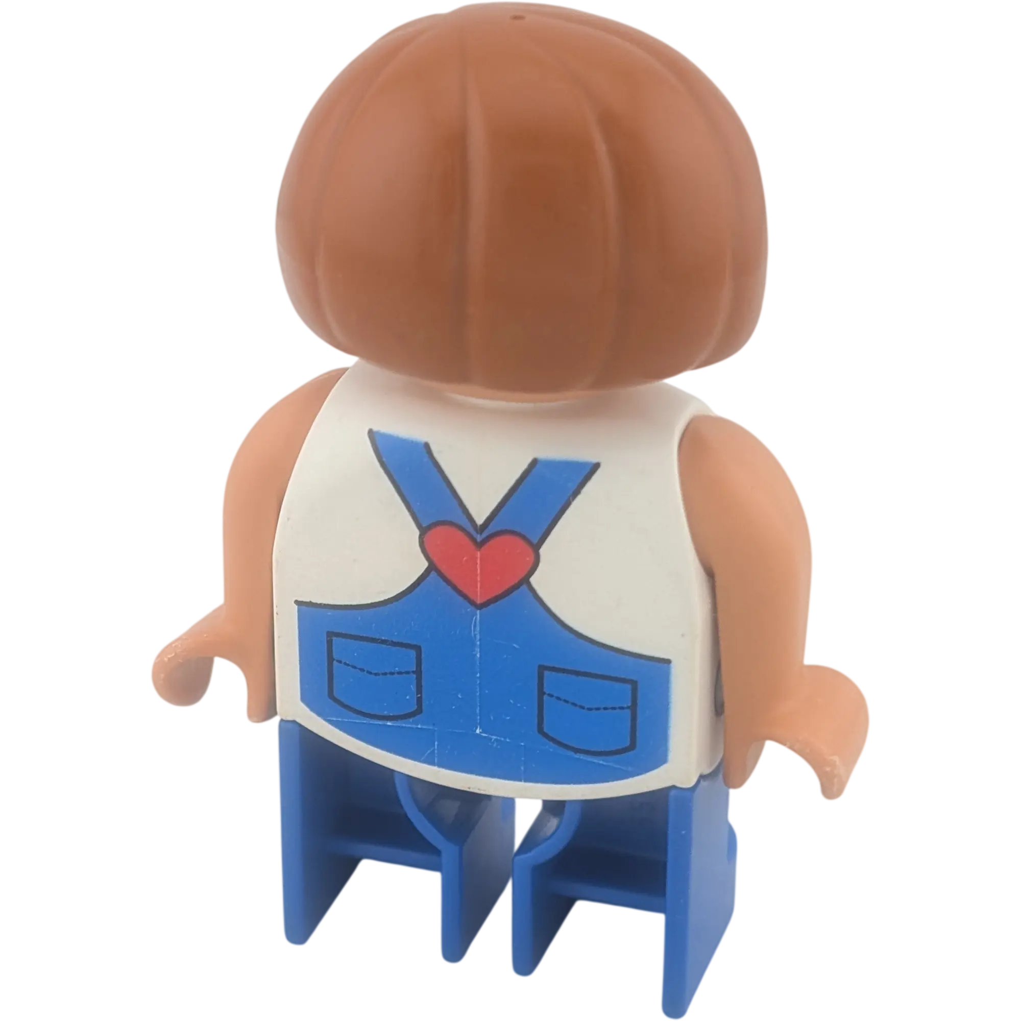 Lego Duplo 4555 Frau mit blauer Latzhose, braune Haare und drei Herzen