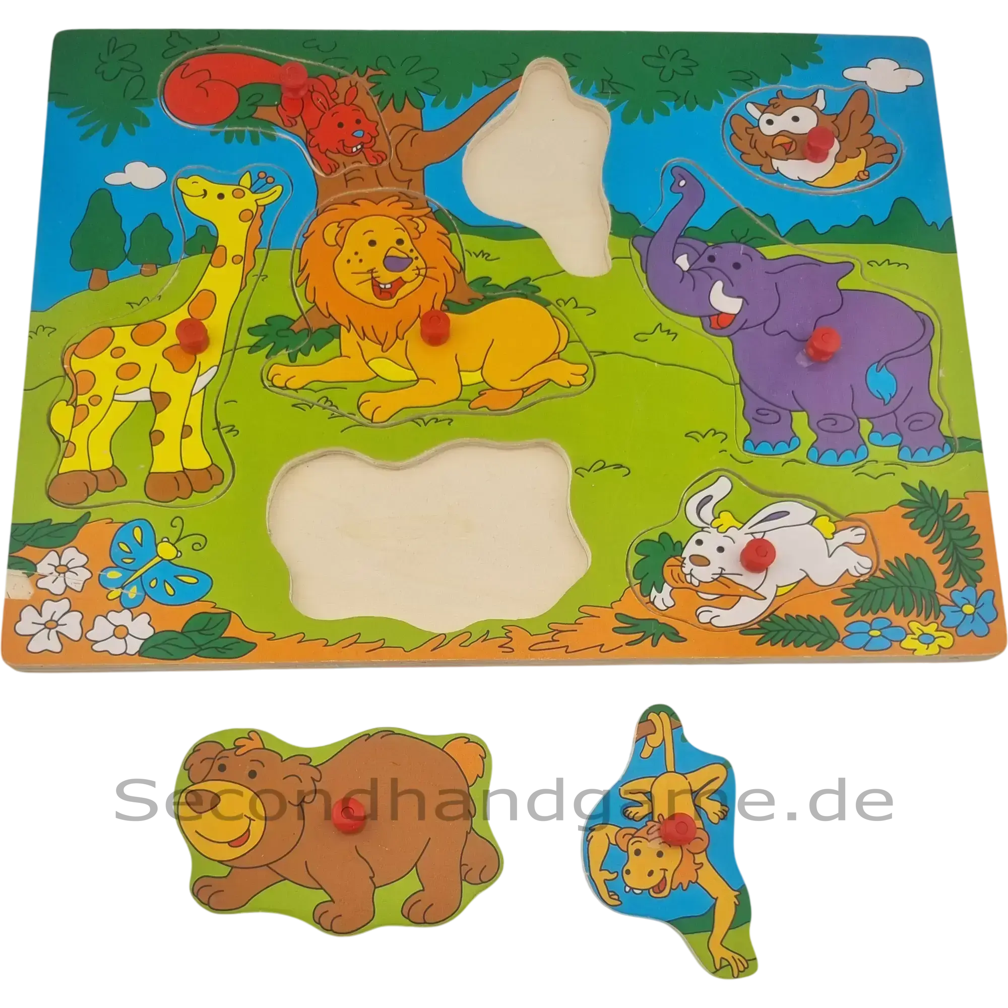 Holzpuzzle Steckpuzzle Tiere mit Griffknöpfen 8 Teile