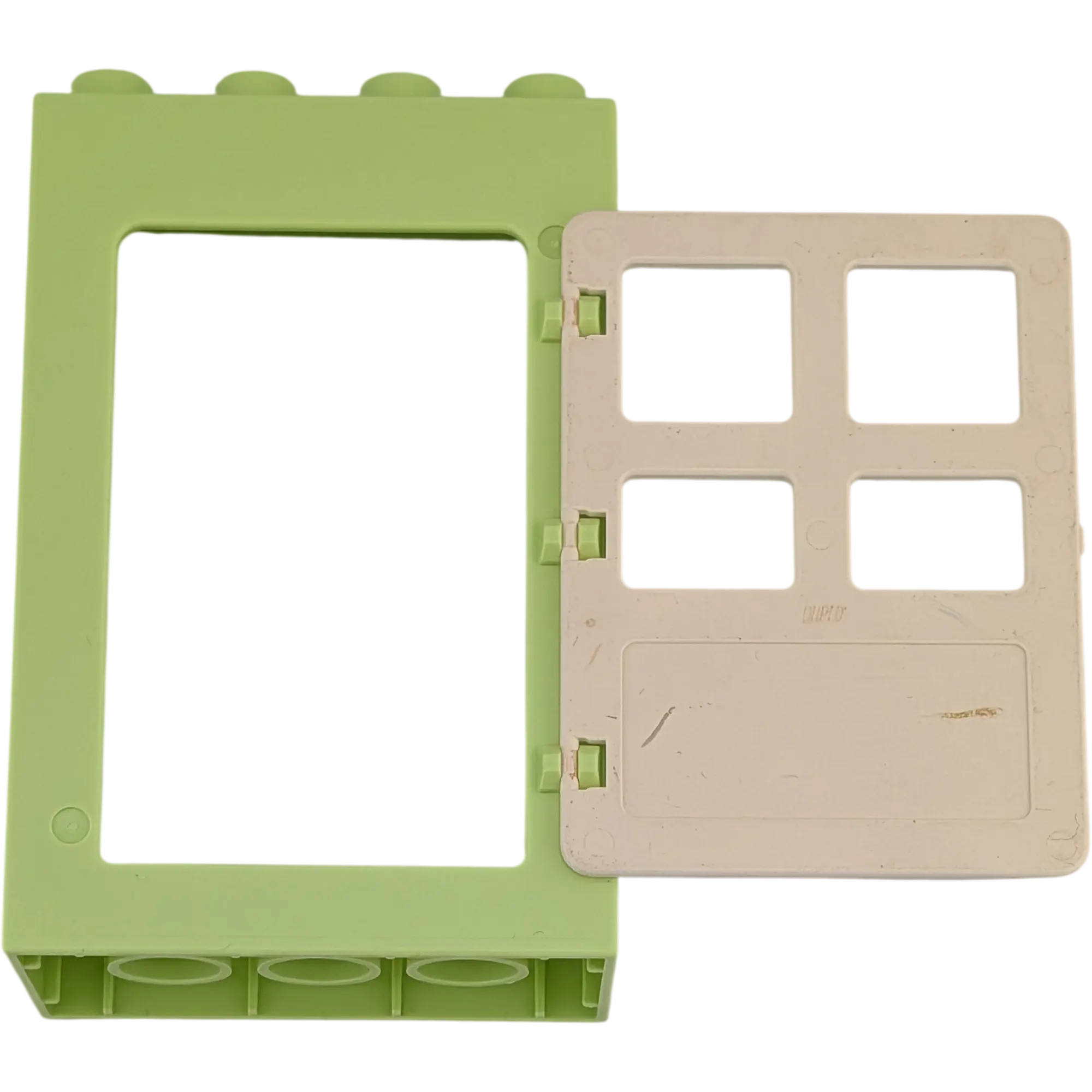Lego Duplo 2x4 Hauswand Hellgrün mit Tür Weiß Eckig