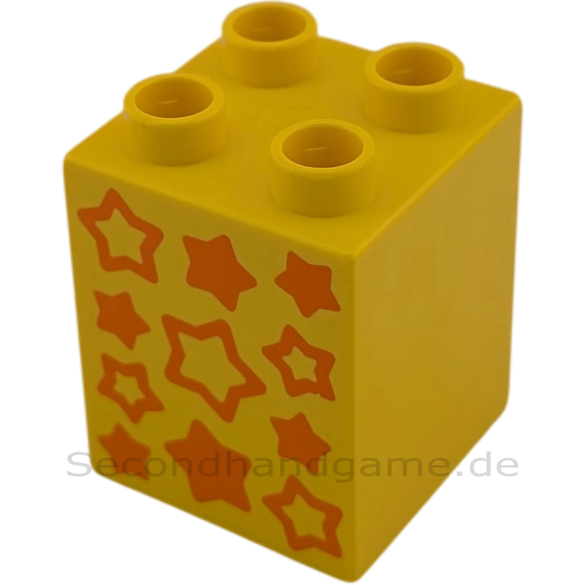 Lego Duplo 2x2x2 Doppelstein Gelb mit 11 orangenen Sternen