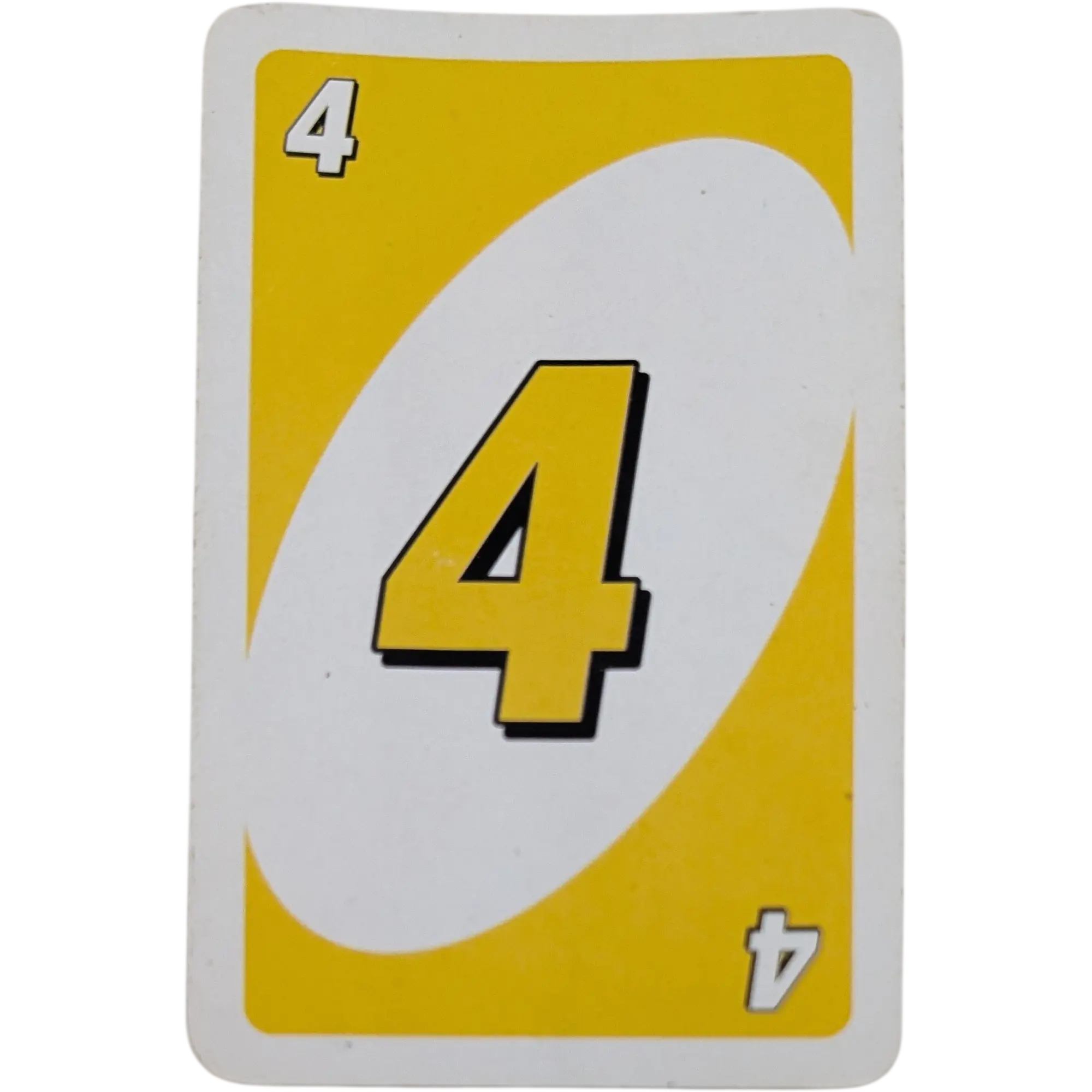 Mattel Uno Ersatzkarte Zahl Vier Gelb 