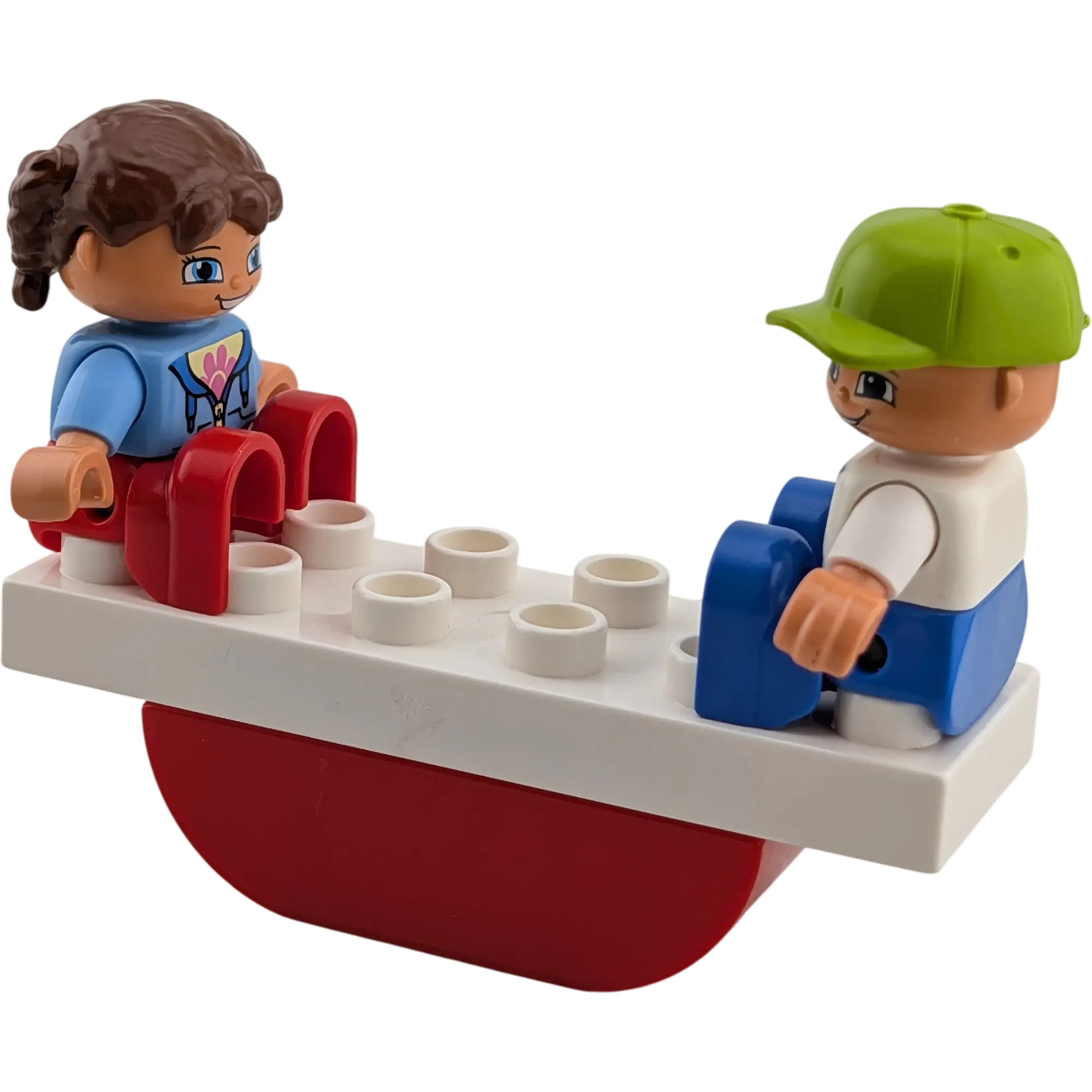 Lego Duplo Wippe Weiß Rot mit zwei Kindern Spielplatz