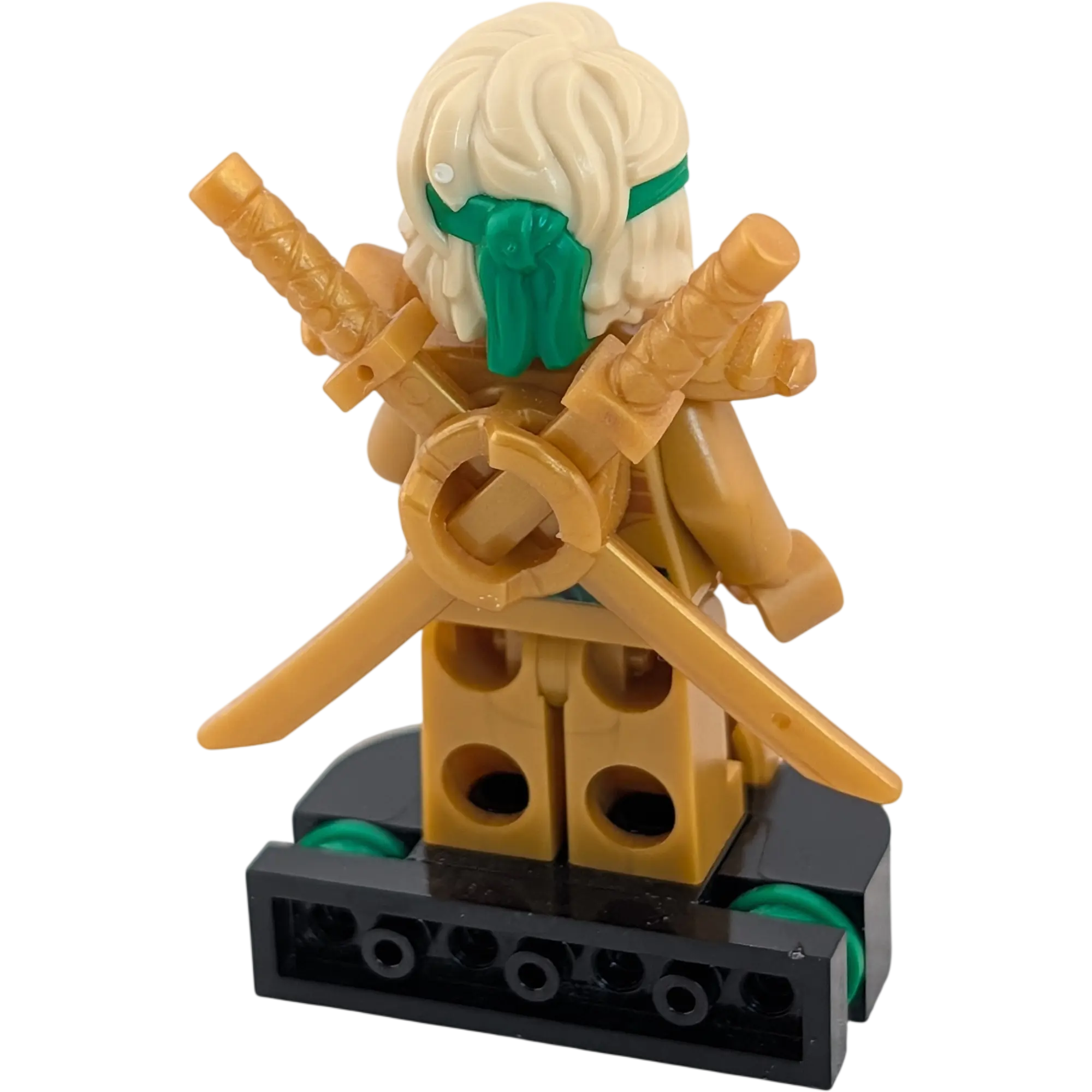 Lego Ninjago Minifigur Lloyd Golden Ninja 10 Jahre Jubiläum njo640 mit Katanas und Ständer, Ansicht 2