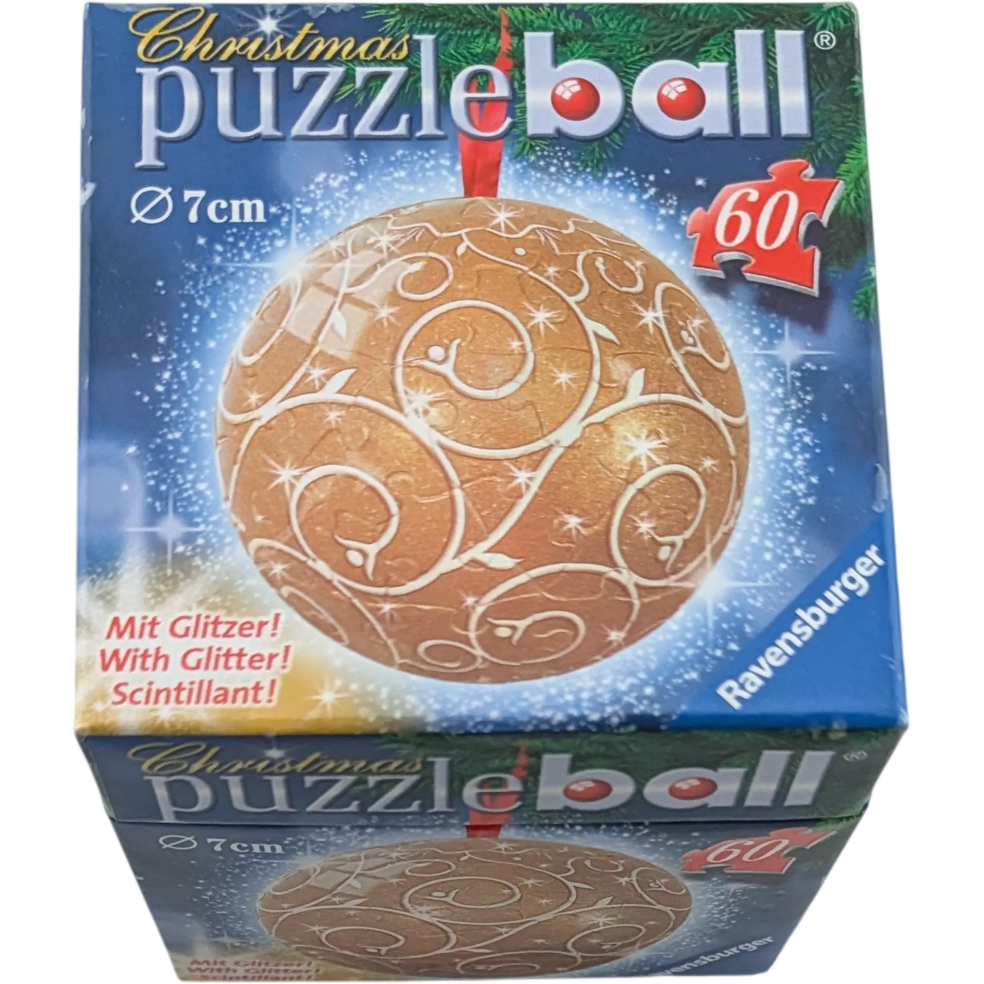 Ravensburger Christmas Puzzleball 7cm 60 Teile 097104 Ornamente Gold mit Glitzer