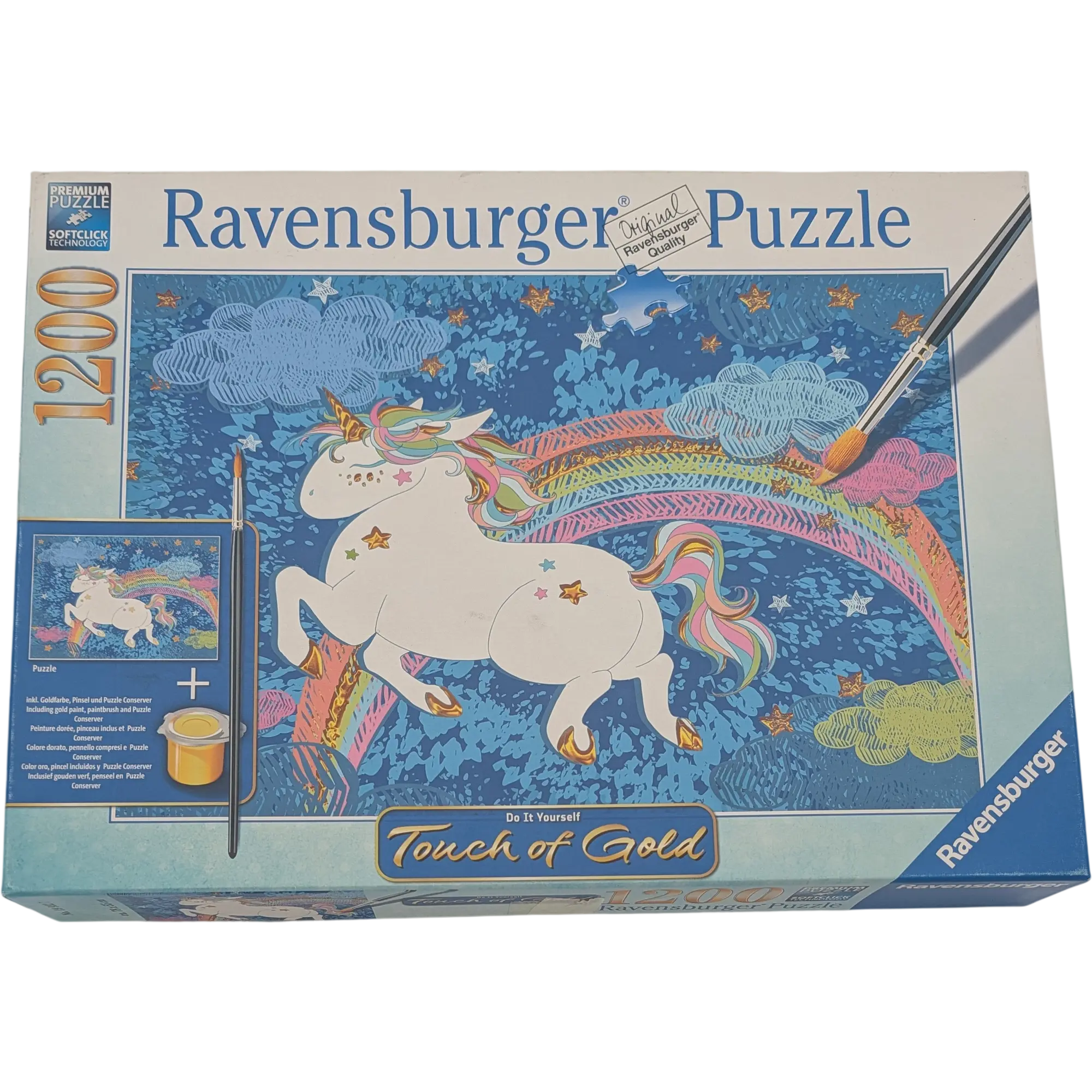 Ravensburger Premium Puzzle softclick 1200 Teile Touch of gold 199327 Glückliches Einhorn Unicorn