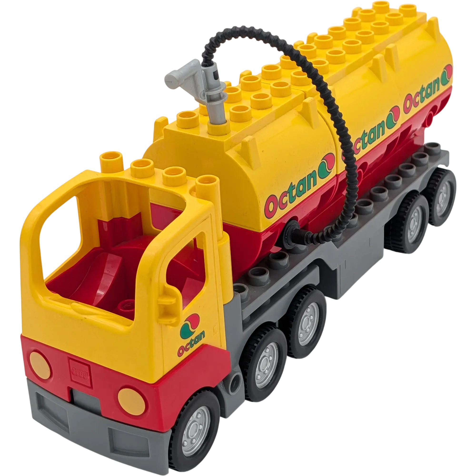 Lego Duplo Lastwagen mit Container Octan LKW Rot Gelb Tanklaster mit Anhänger und drei Container