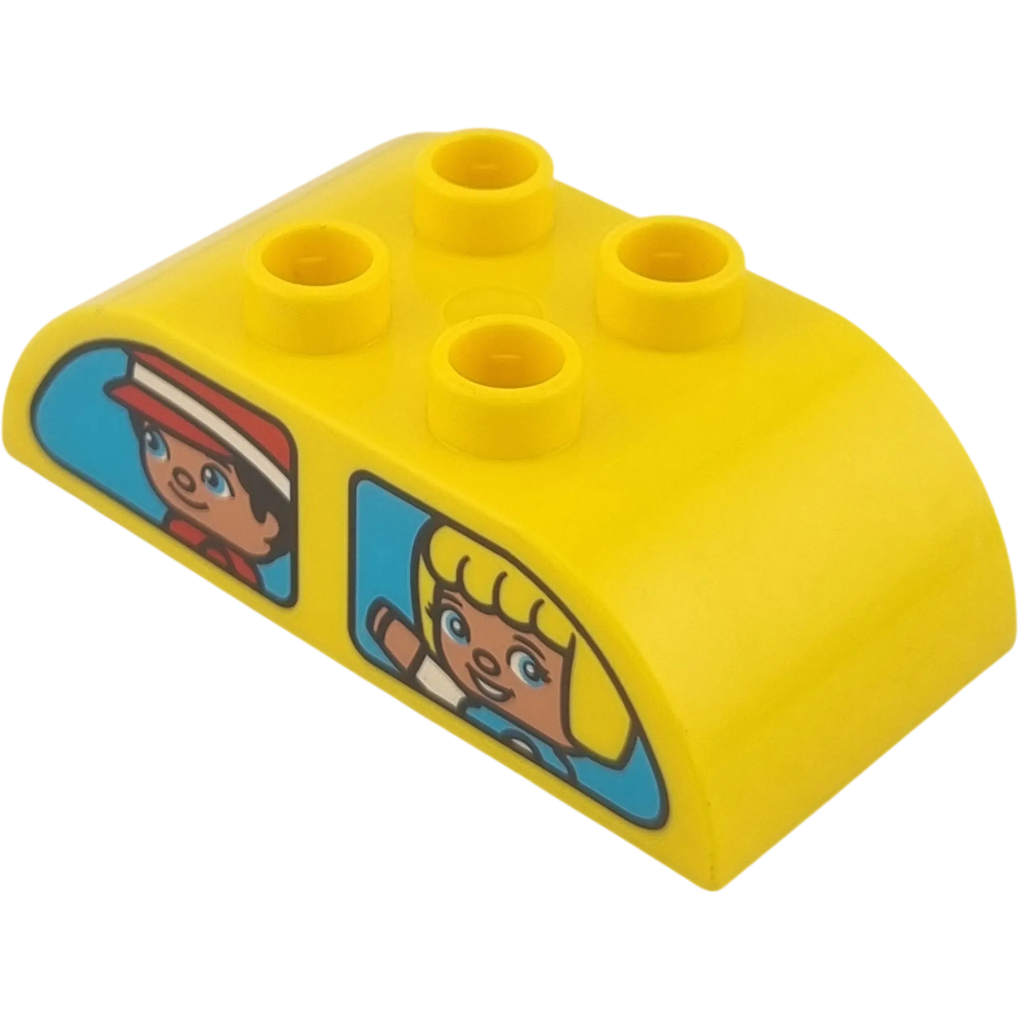 Lego Duplo 2x4 Dachstein 98223 Gelb mit beidseitig Bedruckt Mädchen und Hase, Mann und Mädchen