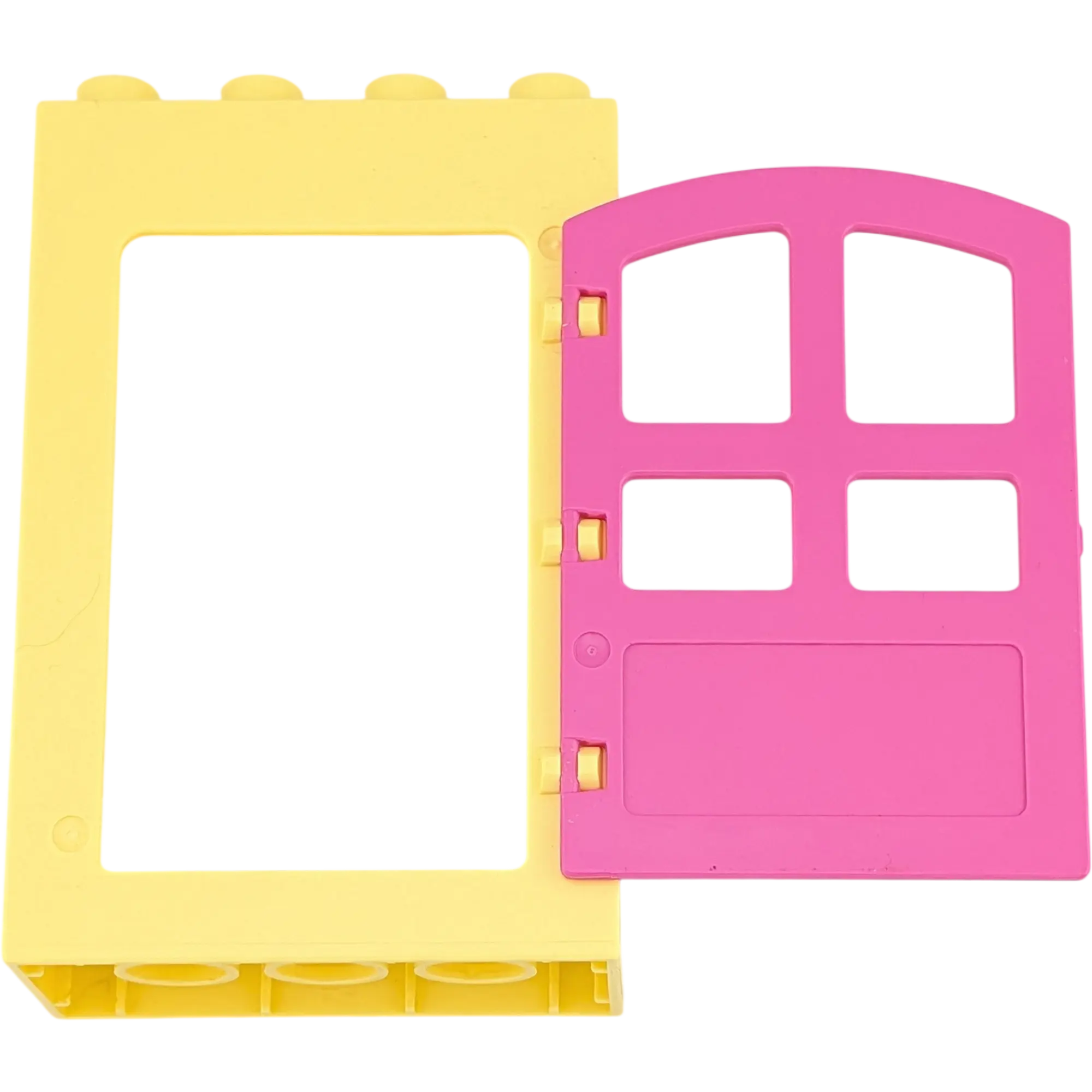 Lego Duplo 2x4 Hauswand Hellgelb mit Tür Pink gebogen