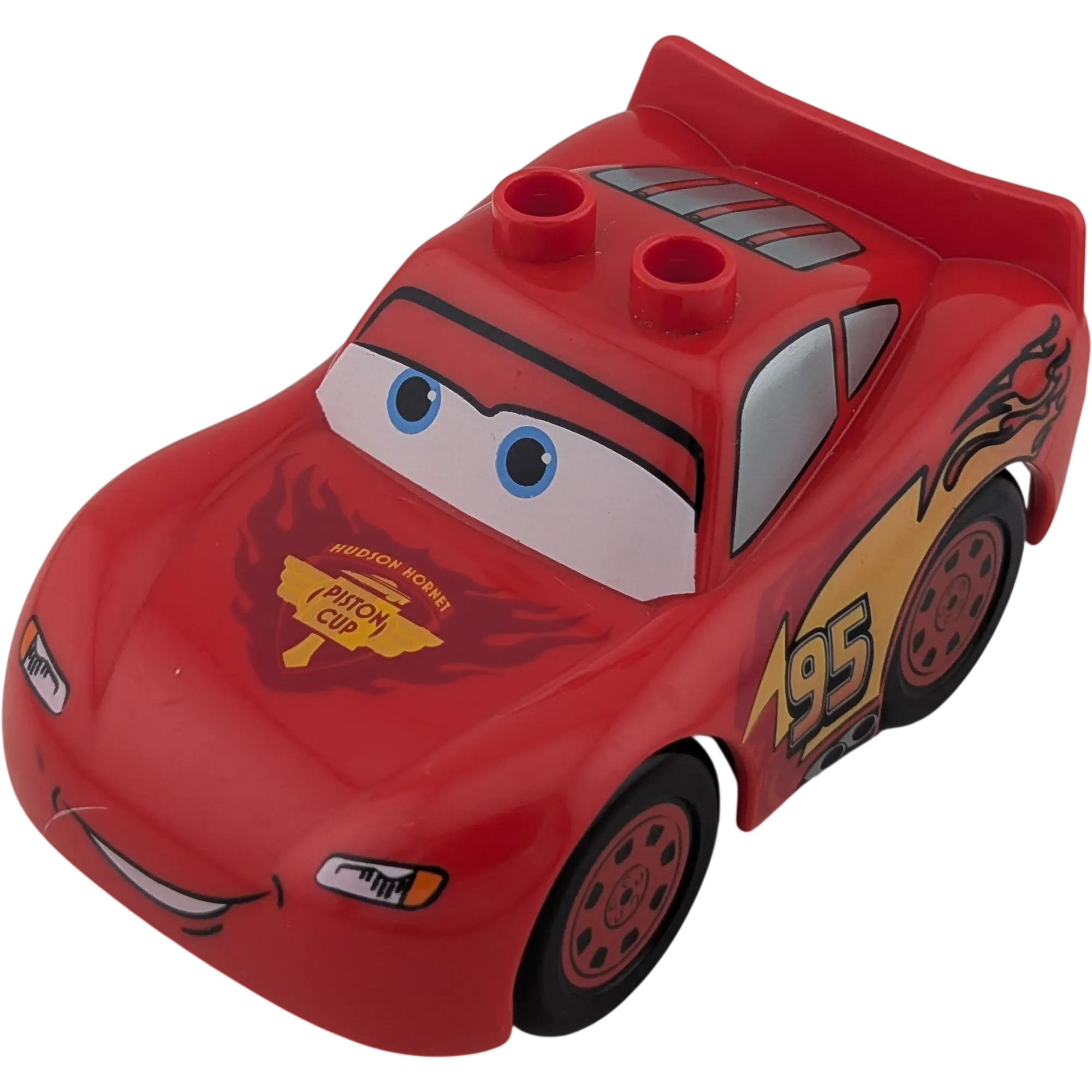 Lego Duplo Auto Rot Cars Reifen Schwarz Rot Piston Cup auf der Motorhaube