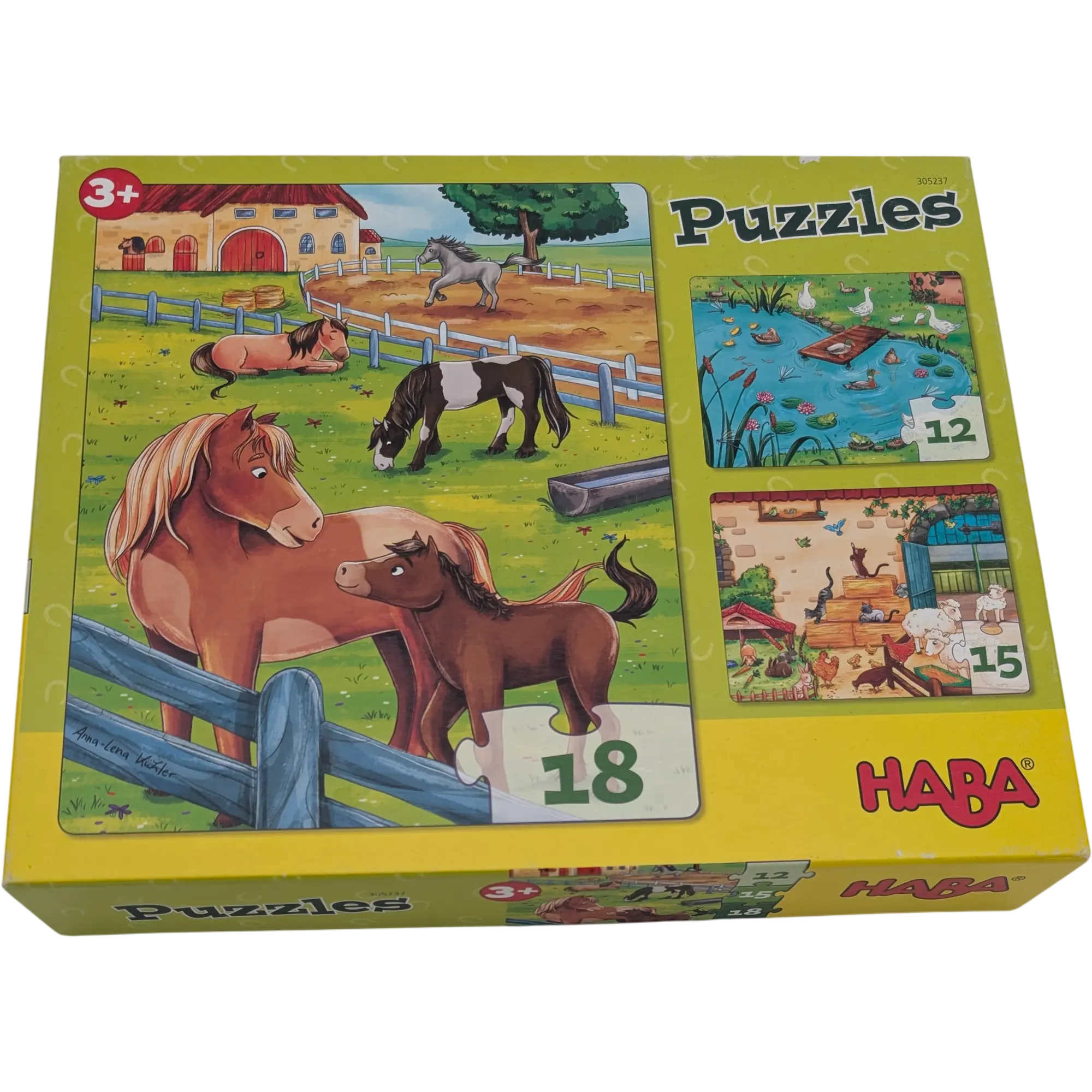 HABA Quatsch-Bauernhof Puzzle 3x 12, 15, 18 Teile 300442