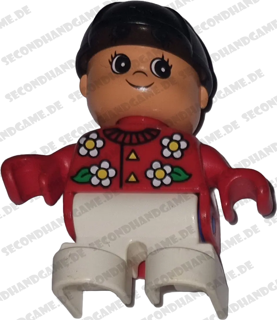 Lego Duplo Figur Mädchen 47394 Kind Blumenjacke Rot Reithelm