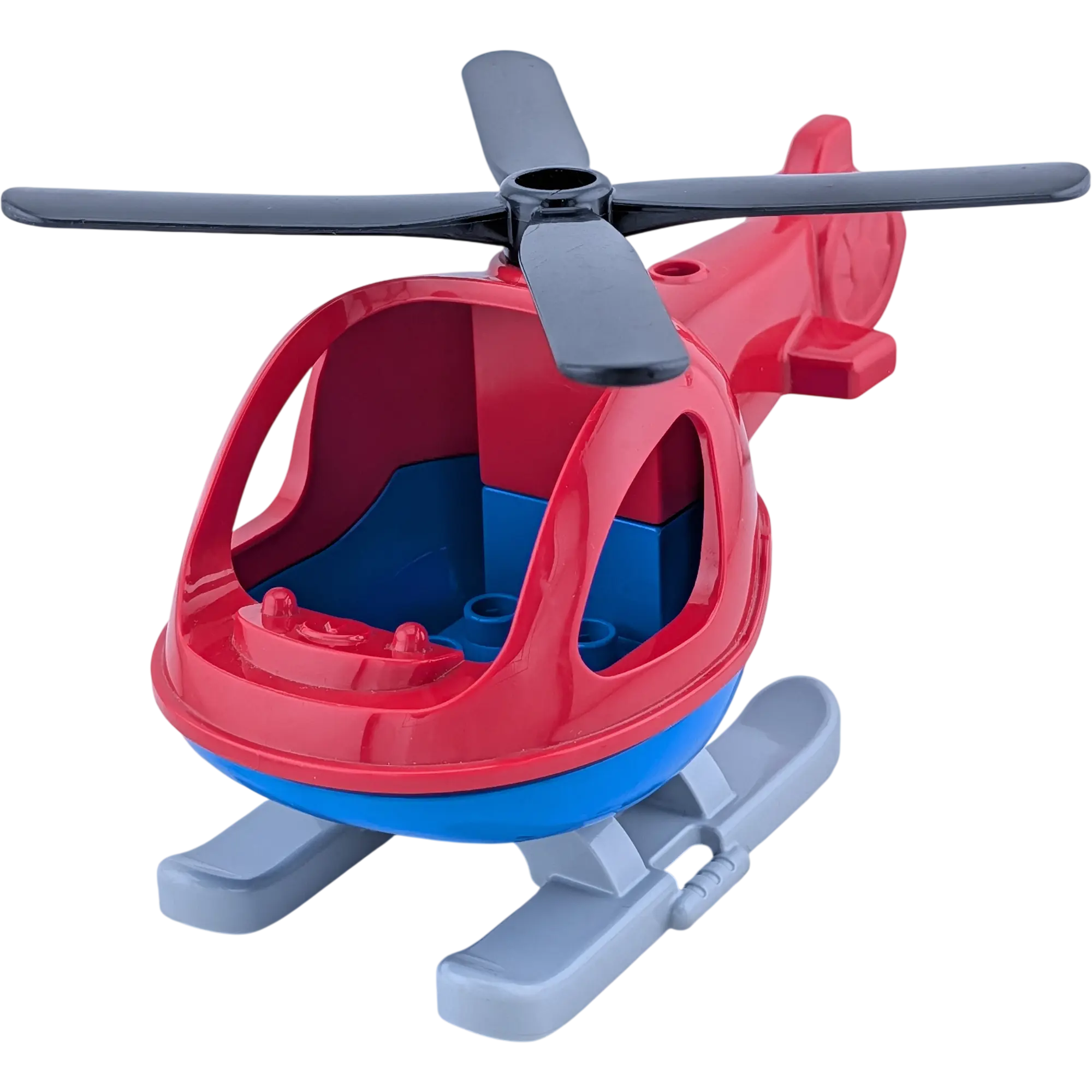Lego Duplo Hubschrauber Rot Blau Hellgrau und schwarzer Propeller