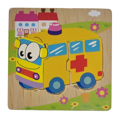 Holzpuzzle Bus 4 Teile Krankenwageb