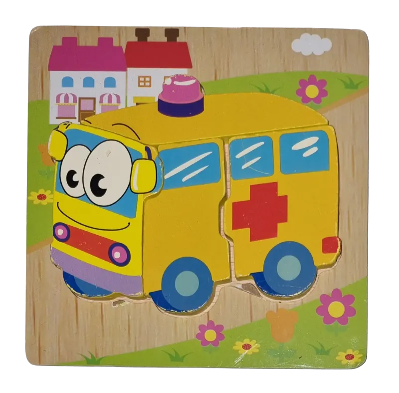 Holzpuzzle Bus 4 Teile Krankenwageb