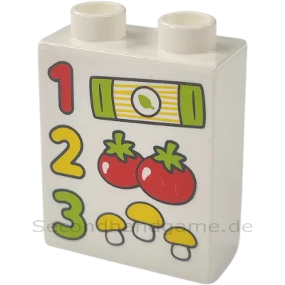 Lego Duplo 4066 Stein 1x2x2 Weiß 1 2 3 Tomaten Pilz Einkaufsliste, Einkaufszettel
