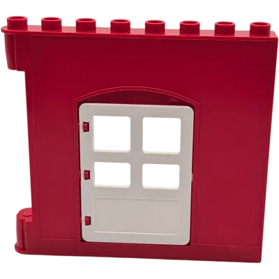 Lego Duplo Hauswand Rot mit weißer eckiger Tür 
