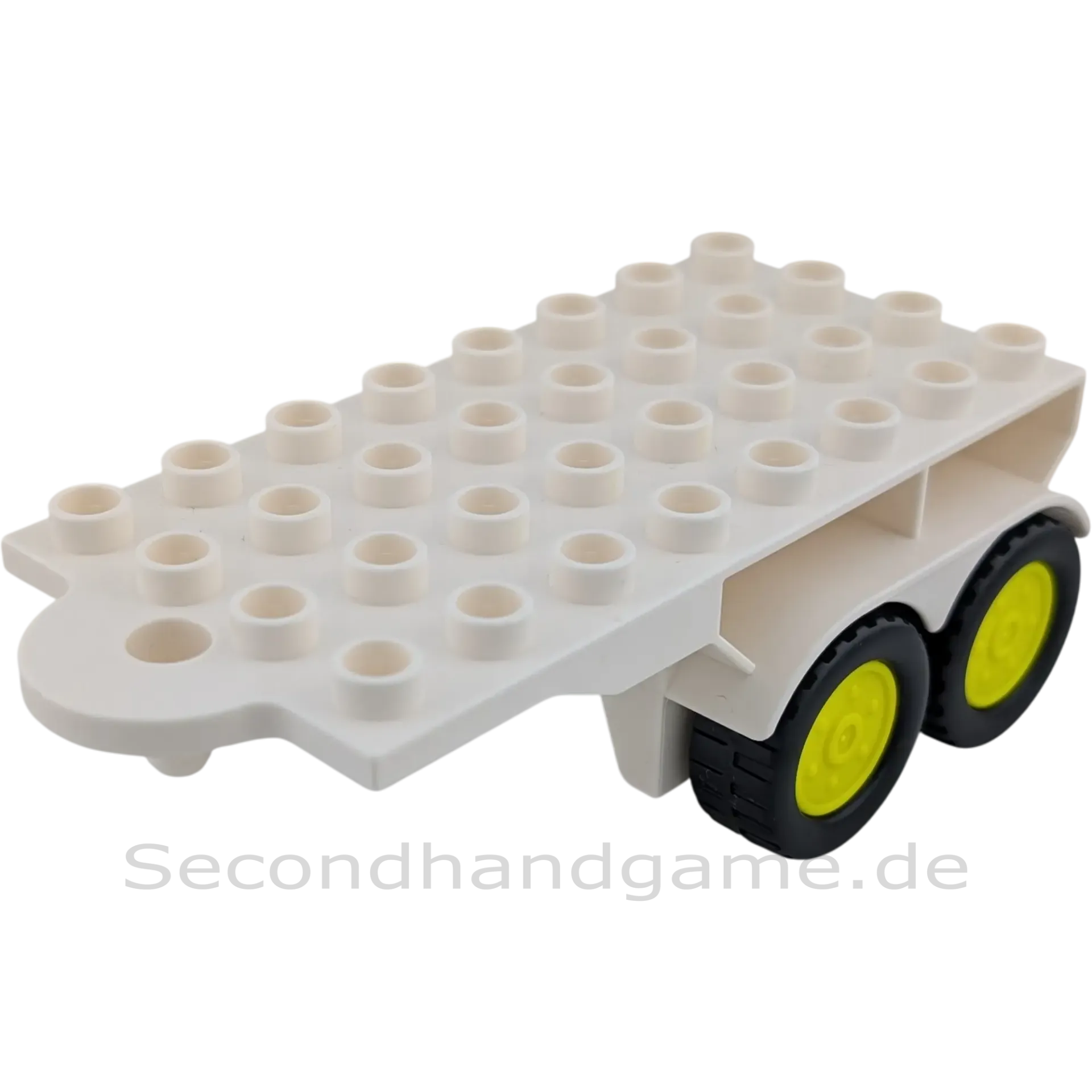 Lego Duplo 422H5 Anhänger Weiß mit Schwarz Neongelben Rädern