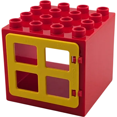 Lego Duplo Fenster 4x4 Fenster Roter Rahmen gelbes Fenster