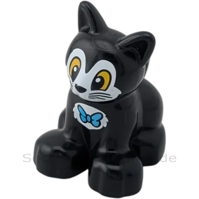 Lego Duplo Katze Schwarz mit blauer Schleife