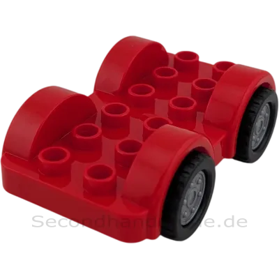 Lego Duplo 11841 Auto Rot Schwarz Silberne Räder Unterteil Fahrzeug