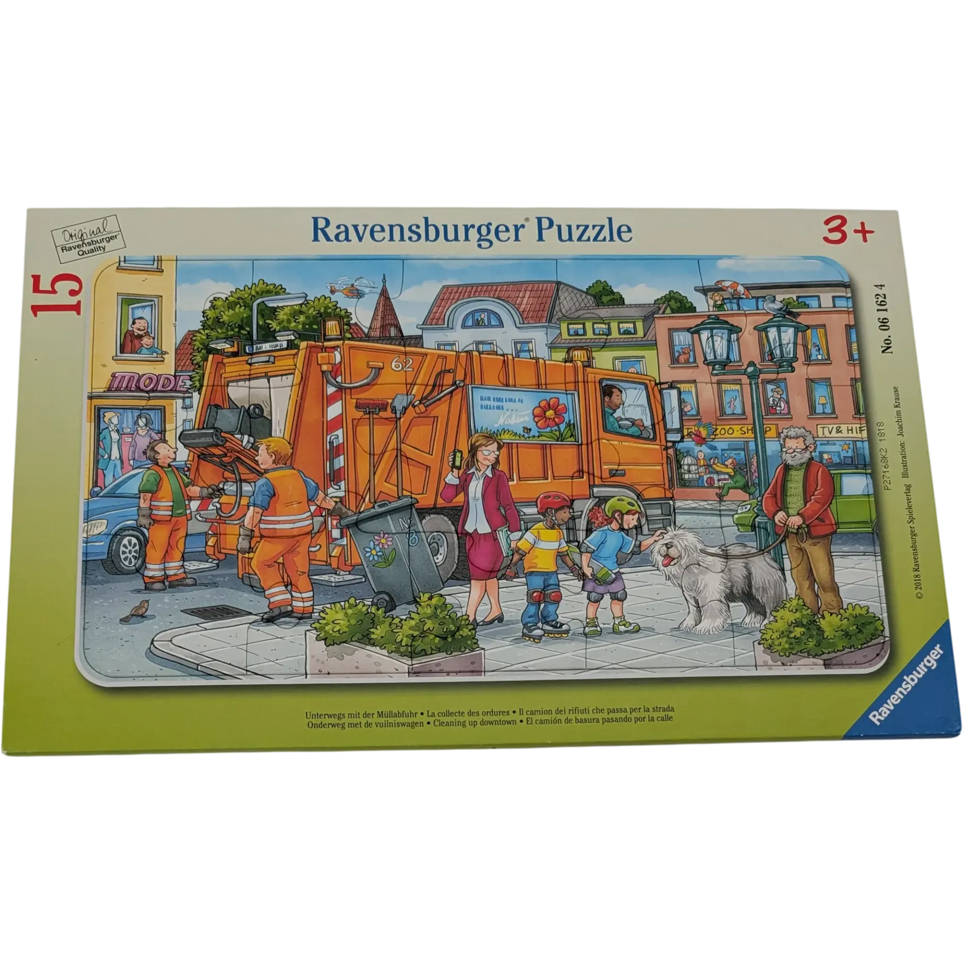 Ravensburger Rahmenpuzzle 061624 Unterwegs mit der Müllabfuhr 15 Teile