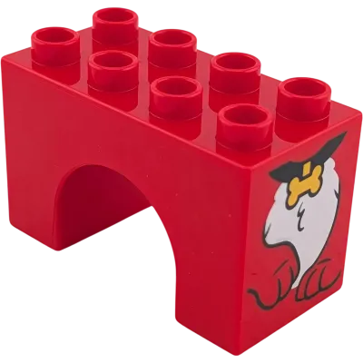 Lego Duplo 2x4x2 Brücke Brückenstein 11198 Rot mit Hund mit Halsband Knochen