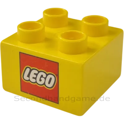 Lego Duplo 2x2 Stein Gelb mit Lego Aufdruck 3437
