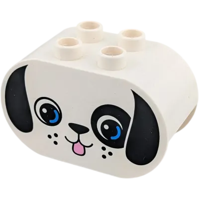 Lego Duplo Stein 2x4x2 abgerundet 6448 Weiß mit Hundegesicht Zunge B-Ware