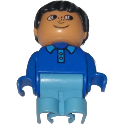 Lego Duplo Figur Kind 4943 Junge Schwarze Haare Blaues Hemd Hellblaue Hose