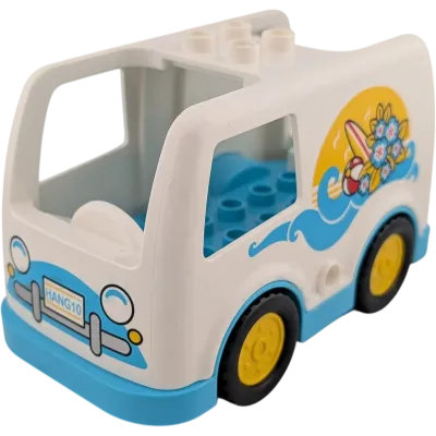 Lego Duplo Bus Unterteil Azur Oberteil Weiß Welle Meer Surfbrett Blume