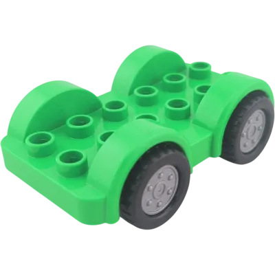 Lego Duplo 11841 Auto Mittelgrün Schwarz Silberne Räder Unterteil Fahrzeug