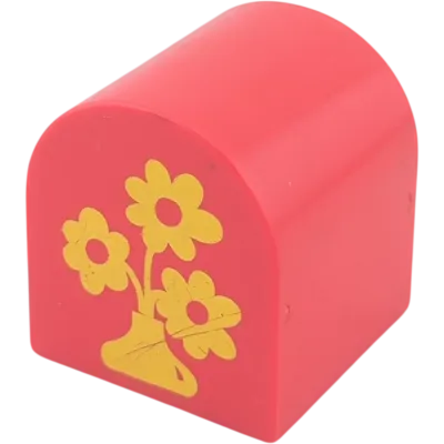 Lego Duplo 3664 Rundstein 2x2x2 Rot mit Blumen und Vase