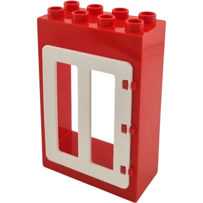 Lego Duplo 2x4 Hauswand mit Tür Rot Weiß